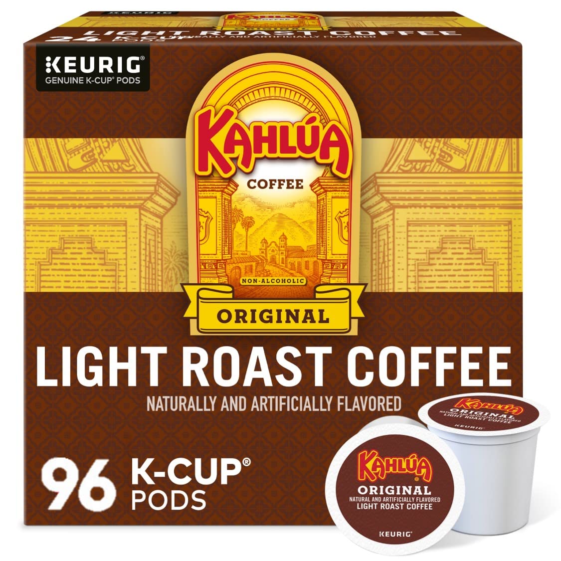Kahlua Coffee Original, Keurig Single Serve K-Cup Pods, Light Roast Coffee, 96 Count (4 Packs of 24) best by: 10 Dec 2024