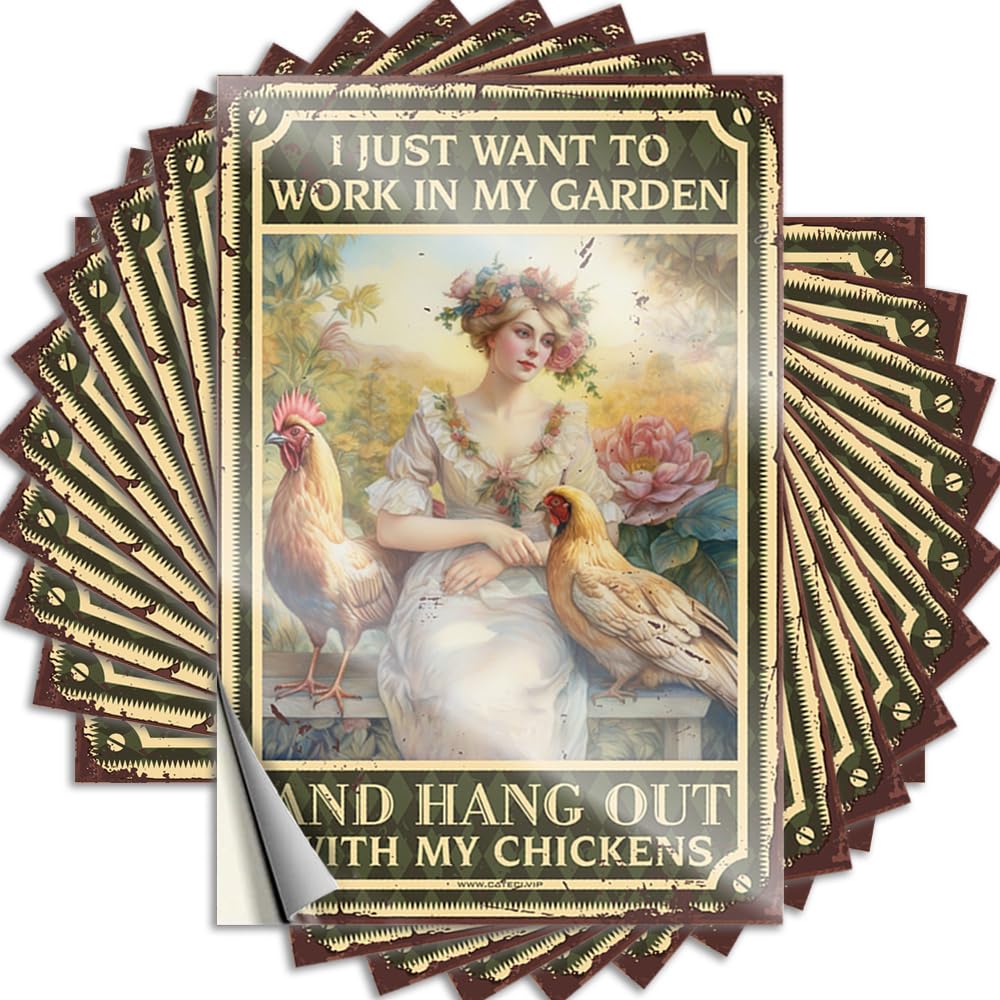 Personalized Helmet Saying | Farm Chicken I Just Want to Work in My Garden and Hang Out with My Chickens Western Bathroom for Fishing Decor(12X18CM)