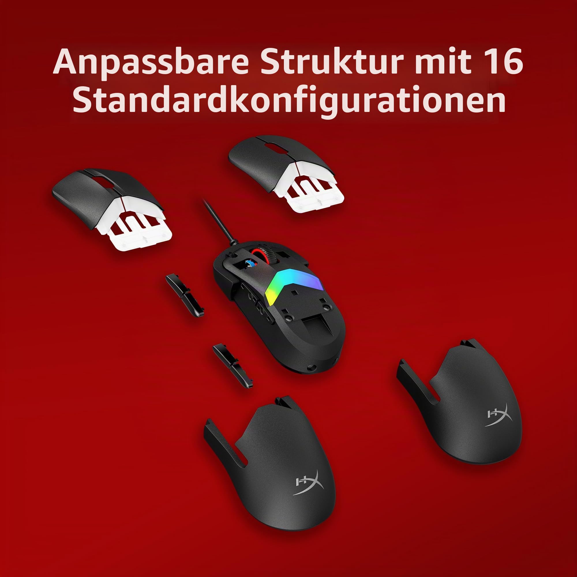 HyperX Pulsefire Saga Gaming Maus – Modulare Gaming-Maus, bis zu 26.000 DPI, 8K Polling Rate, HyperX Optical Switches, RGB-Beleuchtung, Leichtgewicht 69g, kompatibel mit PC, PS5 & Xbox, Schwarz