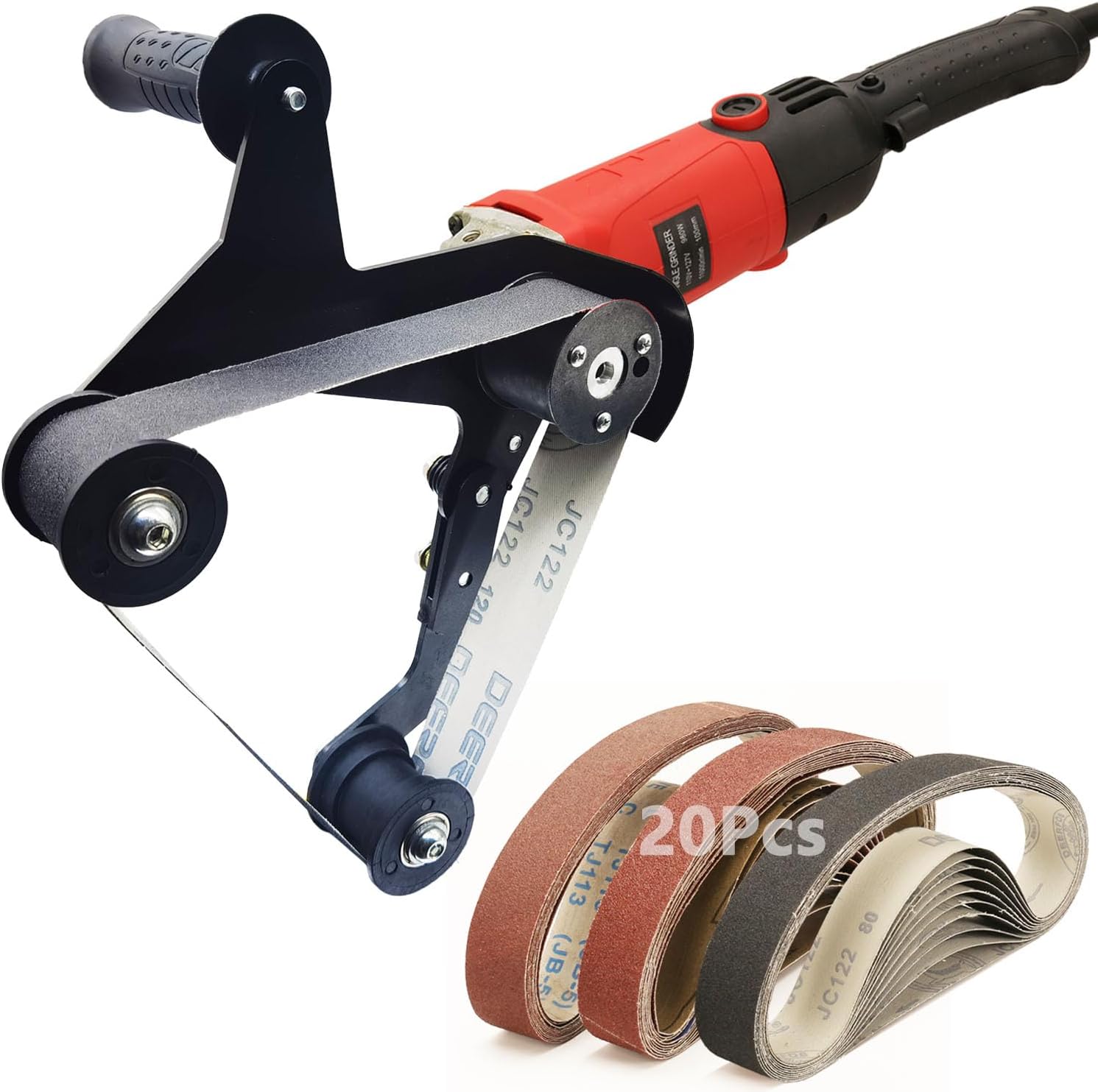 Pipe Tube Polisher Sander,1080W Pipe Belt Sander with 6 Variable Speeds,Belt Grinder with 20Pcs Sanding Belts,Professional Polishing Tool for Rust Removal