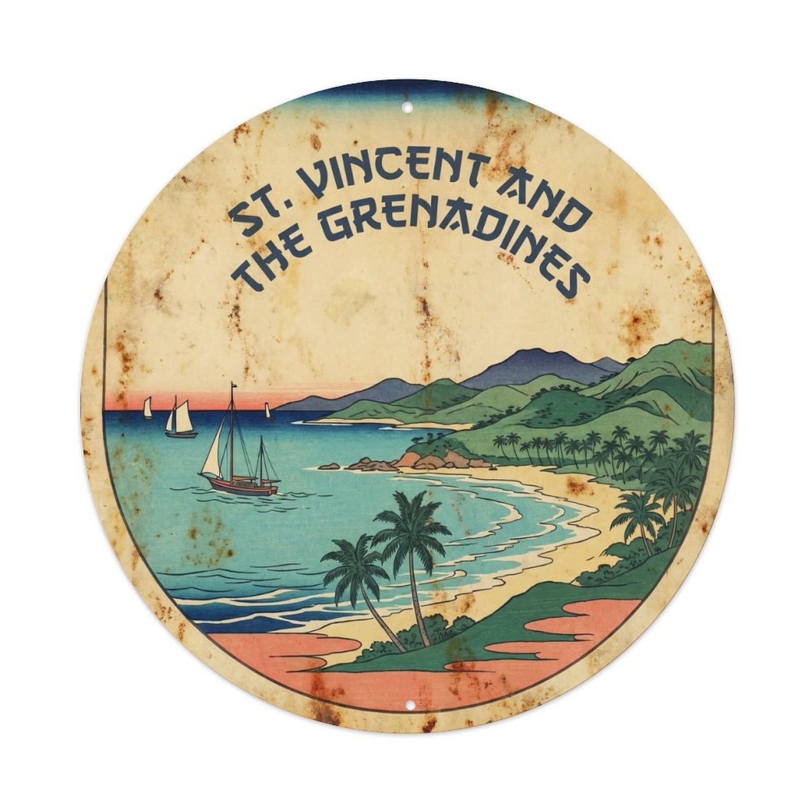Beach Destination Saint Vincent And Grenadines Kingston Metal Tin Sign