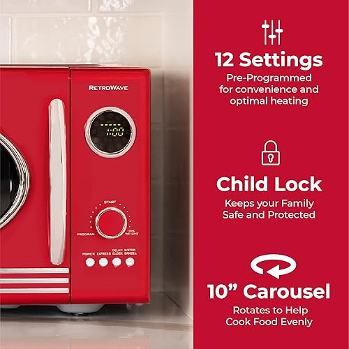 Miniatura 6 de Nostalgia Cafetera programable retro de 12 tazas con horno microondas - rojo