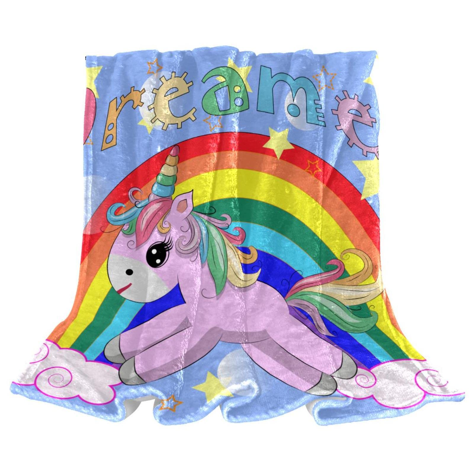 Coperta in pile con unicorno Sherpa per divano o letto