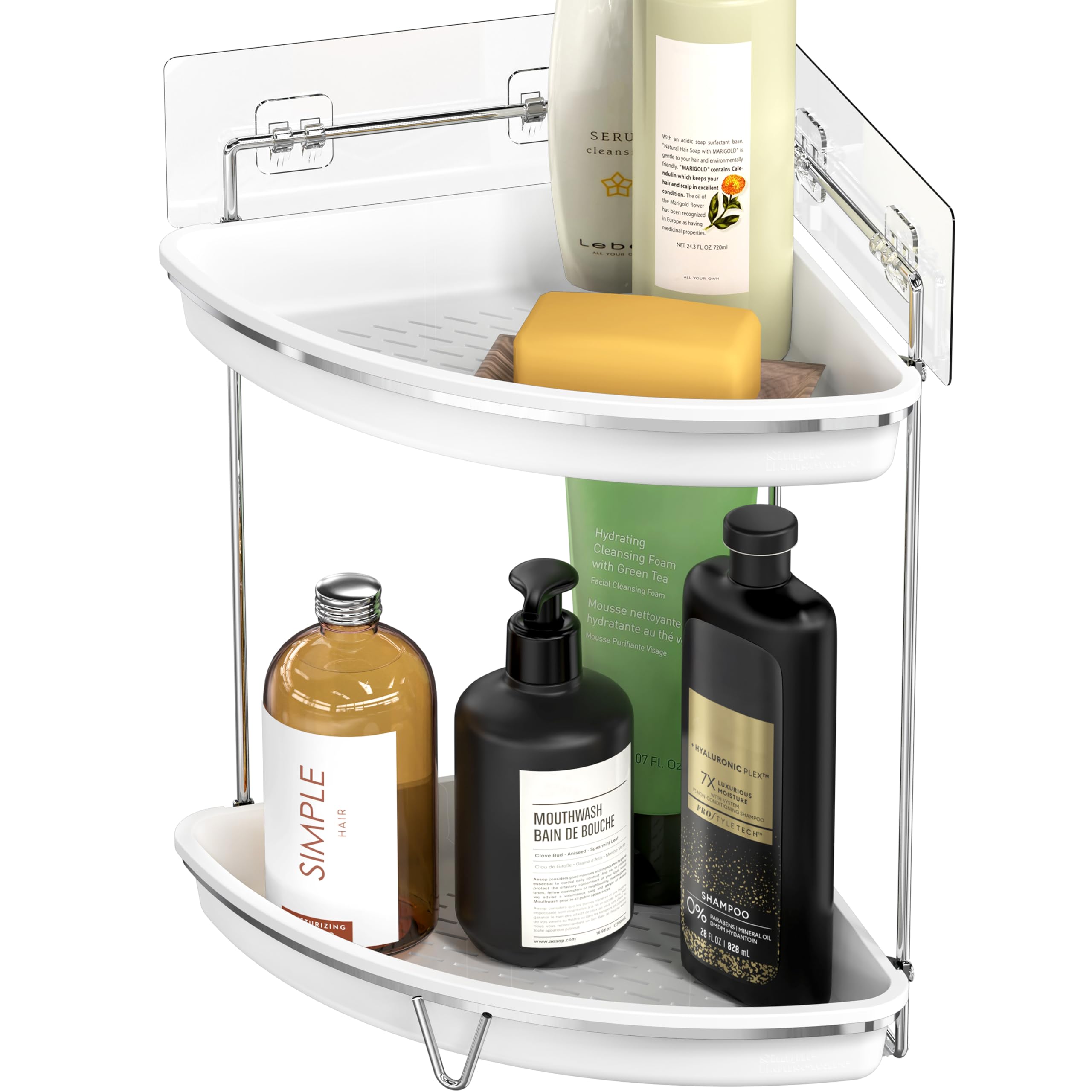 Simple Houseware 2-Tier Corner Bathroom Countertop Organizer White
