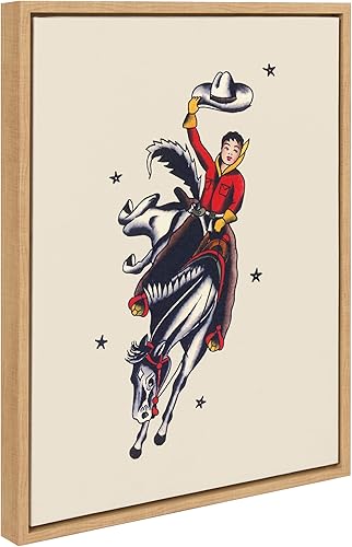 Kate and Laurel Sylvie - Lienzo enmarcado con diseño de vaquera vintage de Corinna Buchholz de Piddix, 18 x 24 pulgadas, natural, bonito arte