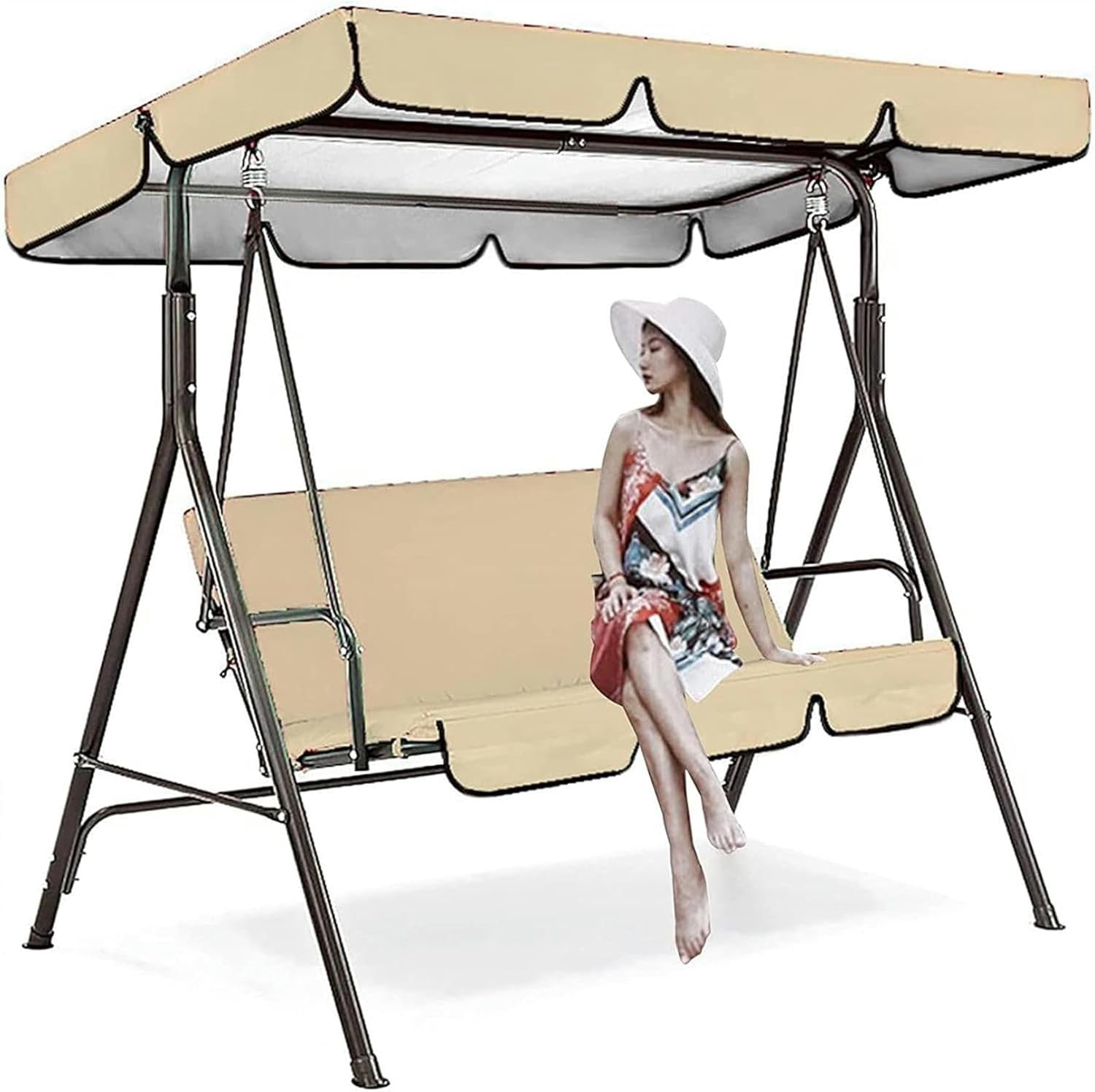 Swing Canopy Replacement Cover Waterproof Top Cover Sun Shade, Universal Replacement Canopy for Outdoor Garden Patio Hammock Porch Yard, Top Cover Only,Green,190 * 132 * 15cm