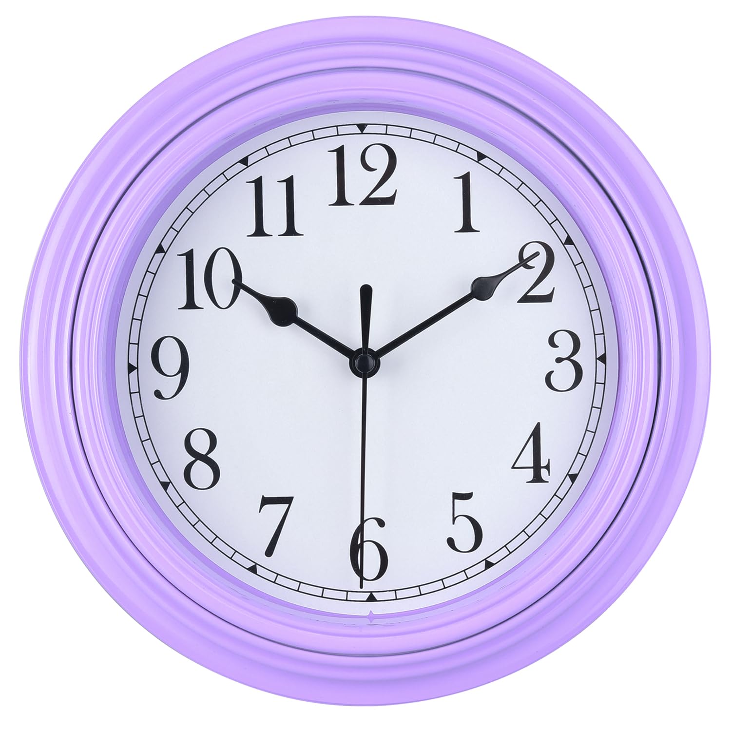 Topkey Silent Wall Clock Kitchen 9 Inch Retro Non-ticking Decorative Bedroom Office Wall Clock - Taro Purple