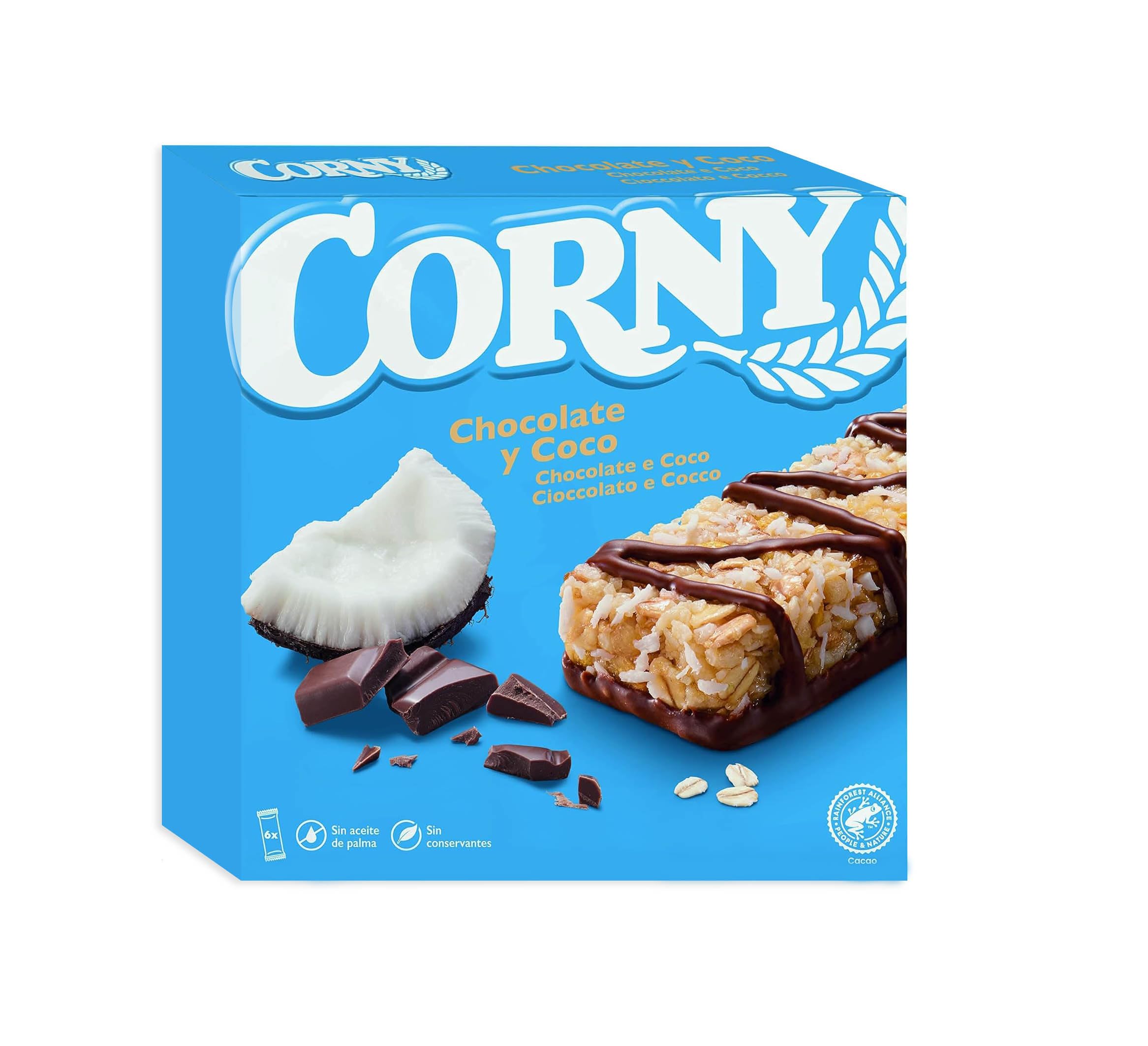4X Corny Barrette di Cereali con Cioccolato al Latte e Scaglie di Cocco 150g