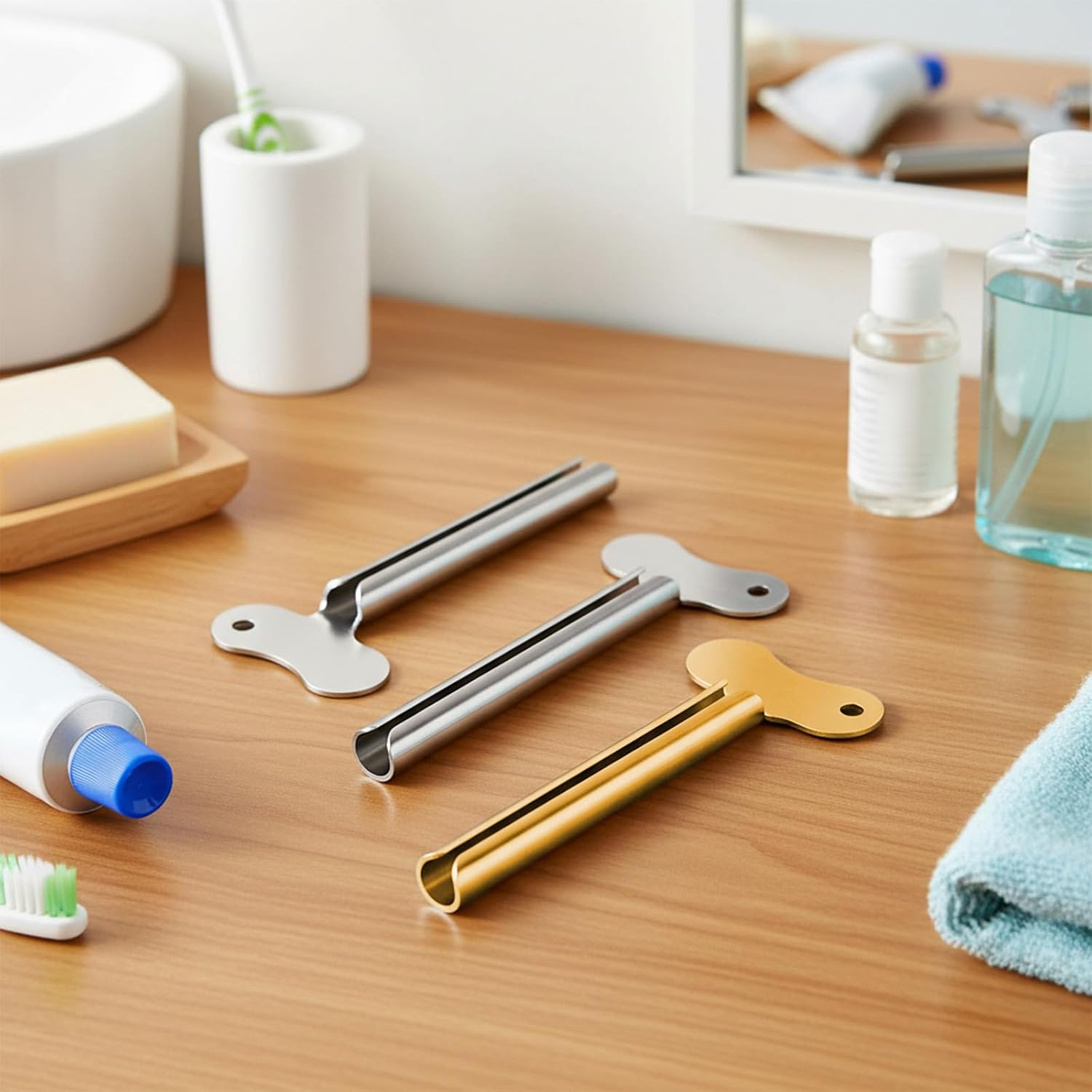 4 PCS Toothpaste Squeezer, Salon Toothpaste Tubes Squeezers Stainless Steels Metal Tube Squeezer Keys Daily Living Tube Squeezing Aids Durable Processing for Paint, Cream, Cosmetic and Hair Dye