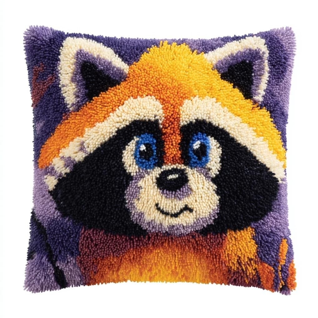 AxiangziK Latch Hook Cushion Kits for Adults,Animal Raccoon