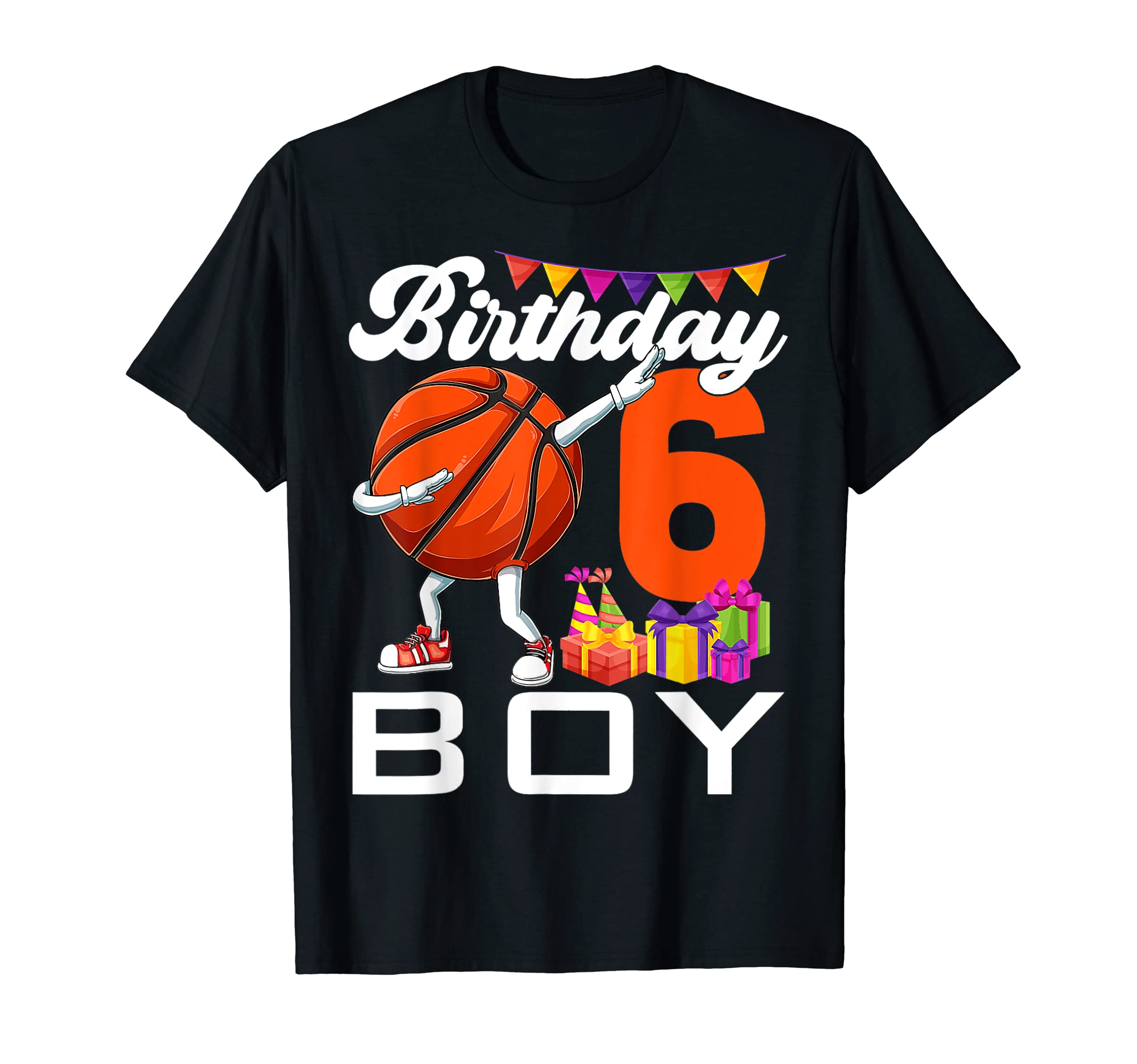 Birthday Boy 6 Years Old Dabbing Basketball Ball 6th Birthda T-Shirt