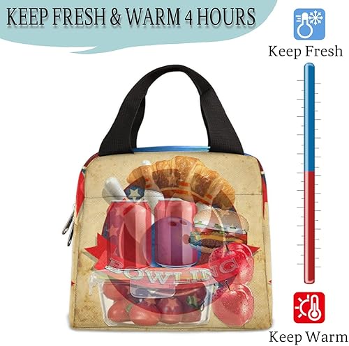 Miniatura 5 de Fiambrera deportiva para adultos, estilo vintage, lonchera a la moda, bolsa de almuerzo para mujer, bolsas de almuerzo para el trabajo, aisladas,