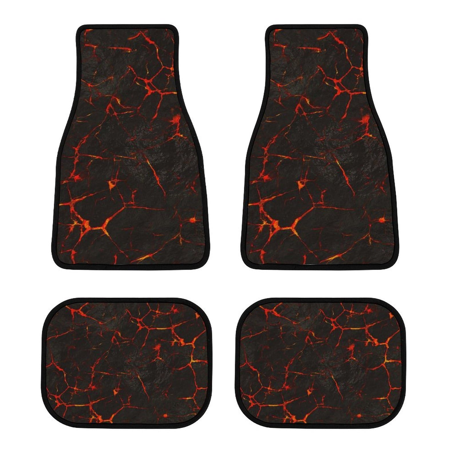 Autoteppiche 4er Set, Volcanic Lava Crack Auto Fußmatten Universal Fußmatten für Auto SUV LKW