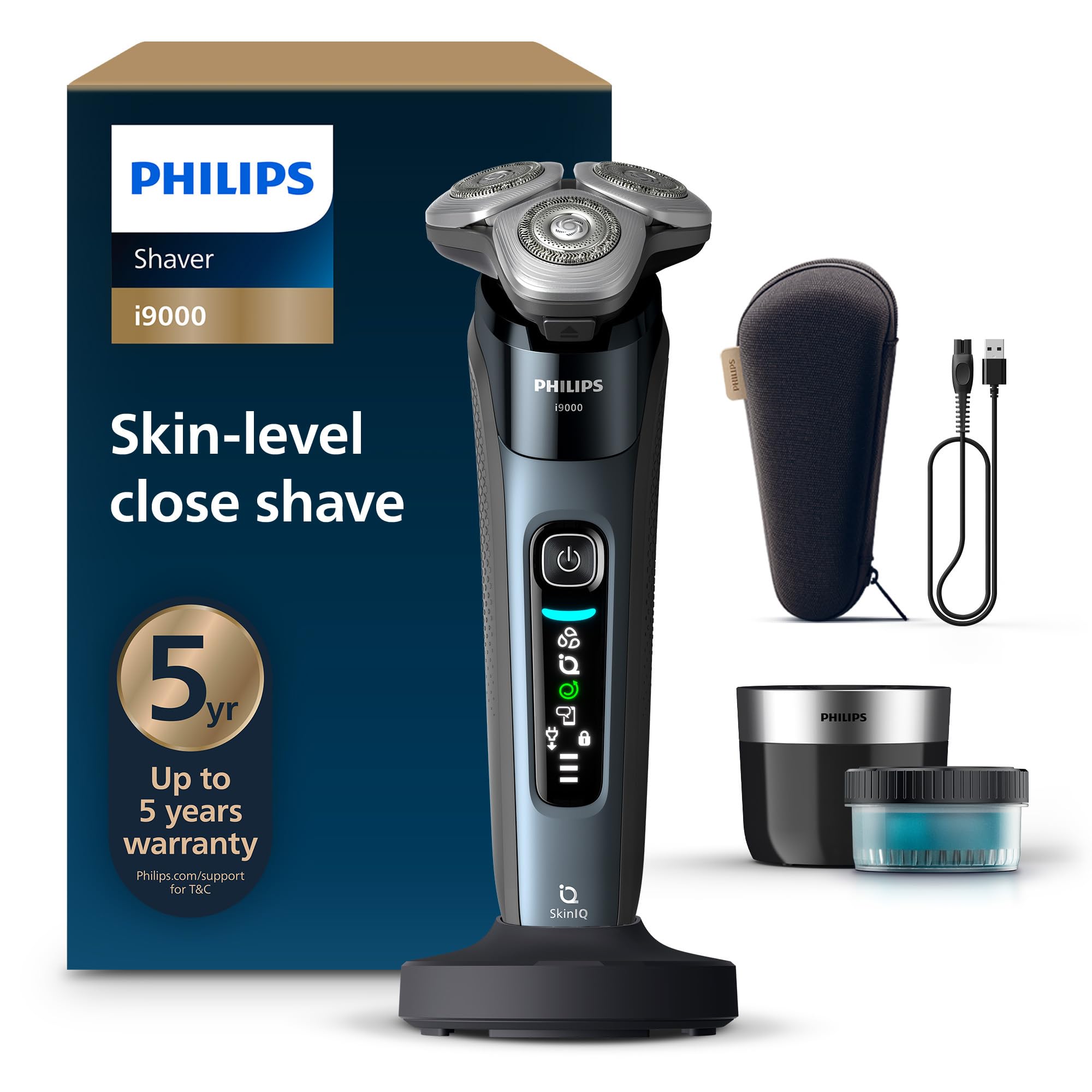 Philips Philips Shaver i9000, Wet & Dry Electric Shaver, Ice Blue, with Skin IQ Technology, Triple Lift & Cut System, 360 Rotating Dual