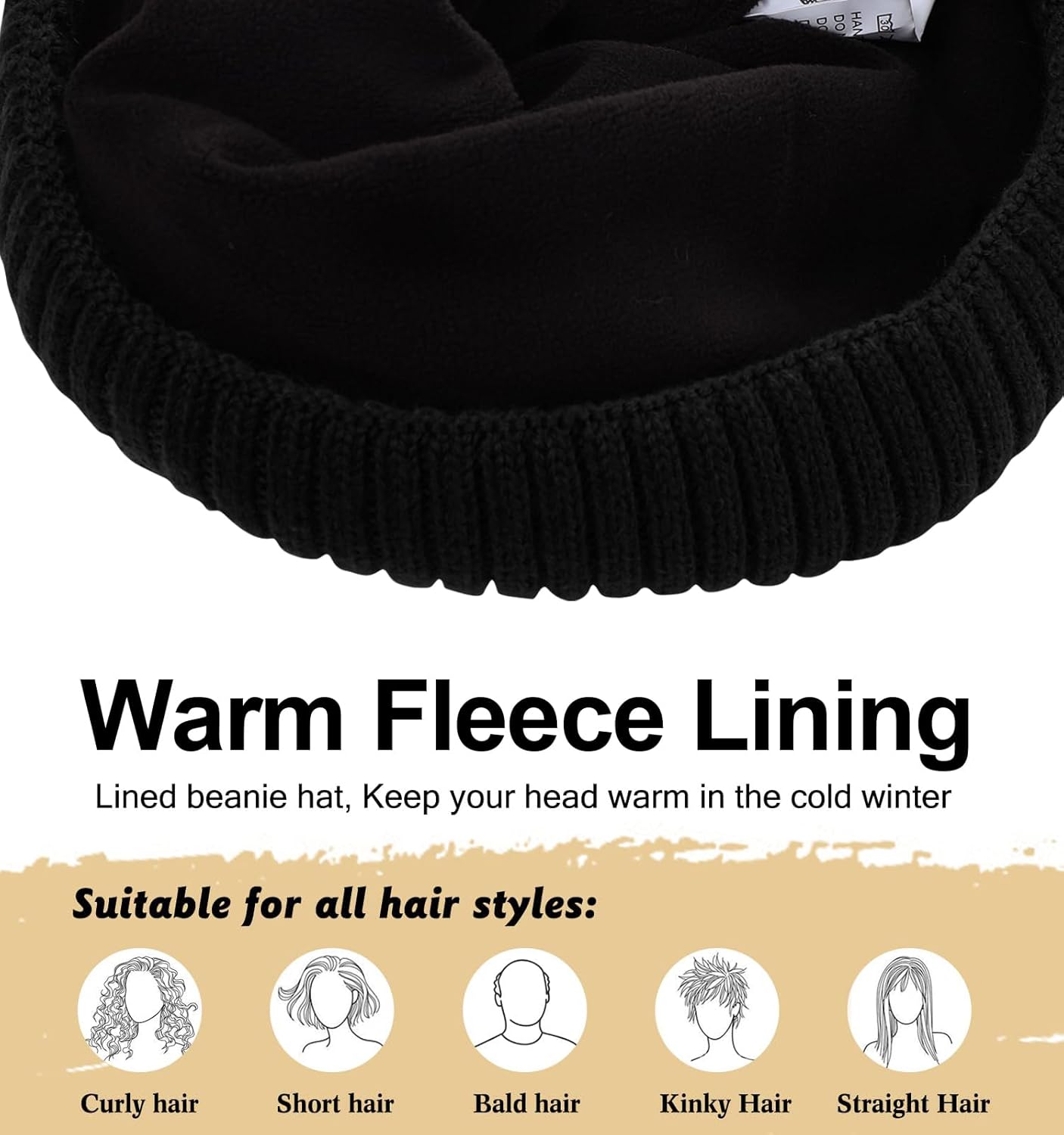 M/L/XL/XXL Waterproof Merino Wool Beanie for Men Women, Warm Fleece Lined Rainproof Windproof Winter Hat for All Weather - Image 6