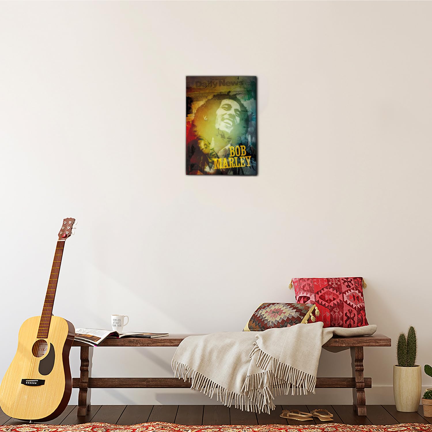 Giallobus - Quadro - 03 - Tribute Bob Marley - Tela Canvas Telaio Premium Alto Spessore - 35x50 - Pronto da Appendere - Quadri Moderni per la casa