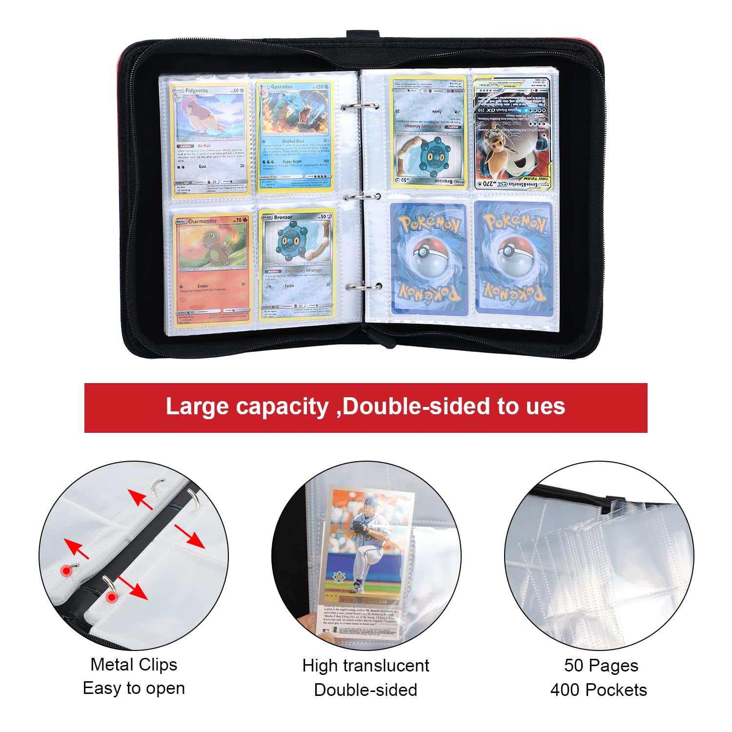 RUBEX 900 Pocket Baseball Kartenhüllen – 100 Seiten Für Sammelkarten Wie Pokemon, Sportkarten & Mehr