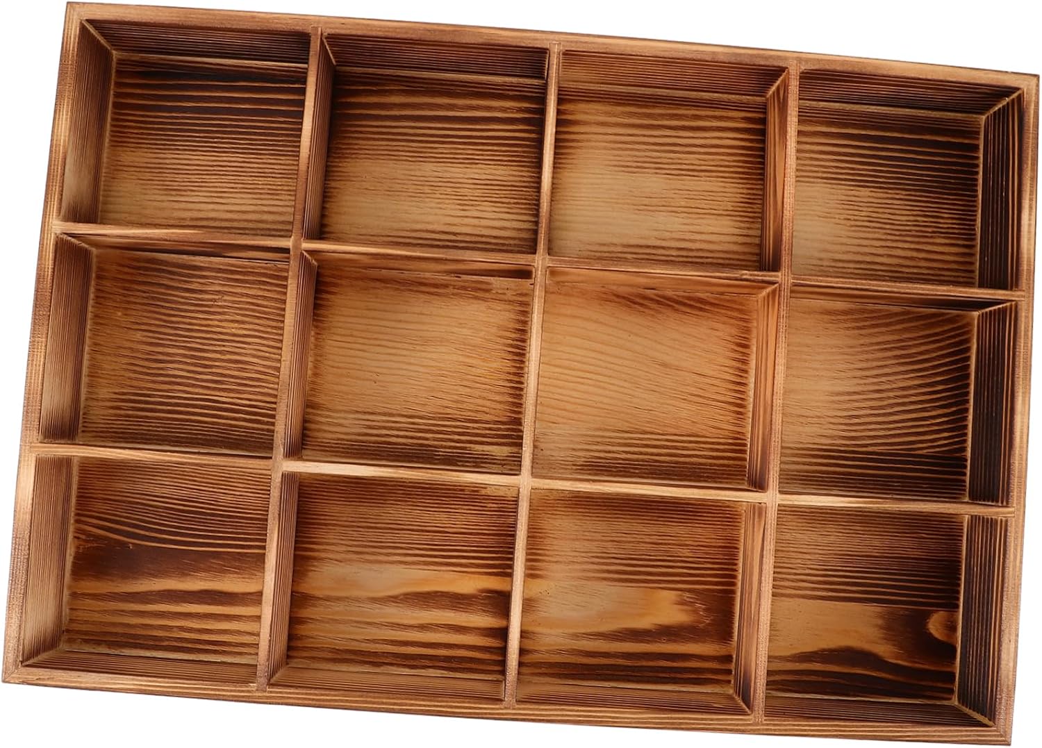 12grid Wooden Tea Bag Box Compartments Tea Storage Organizer for Kitchen Countertop