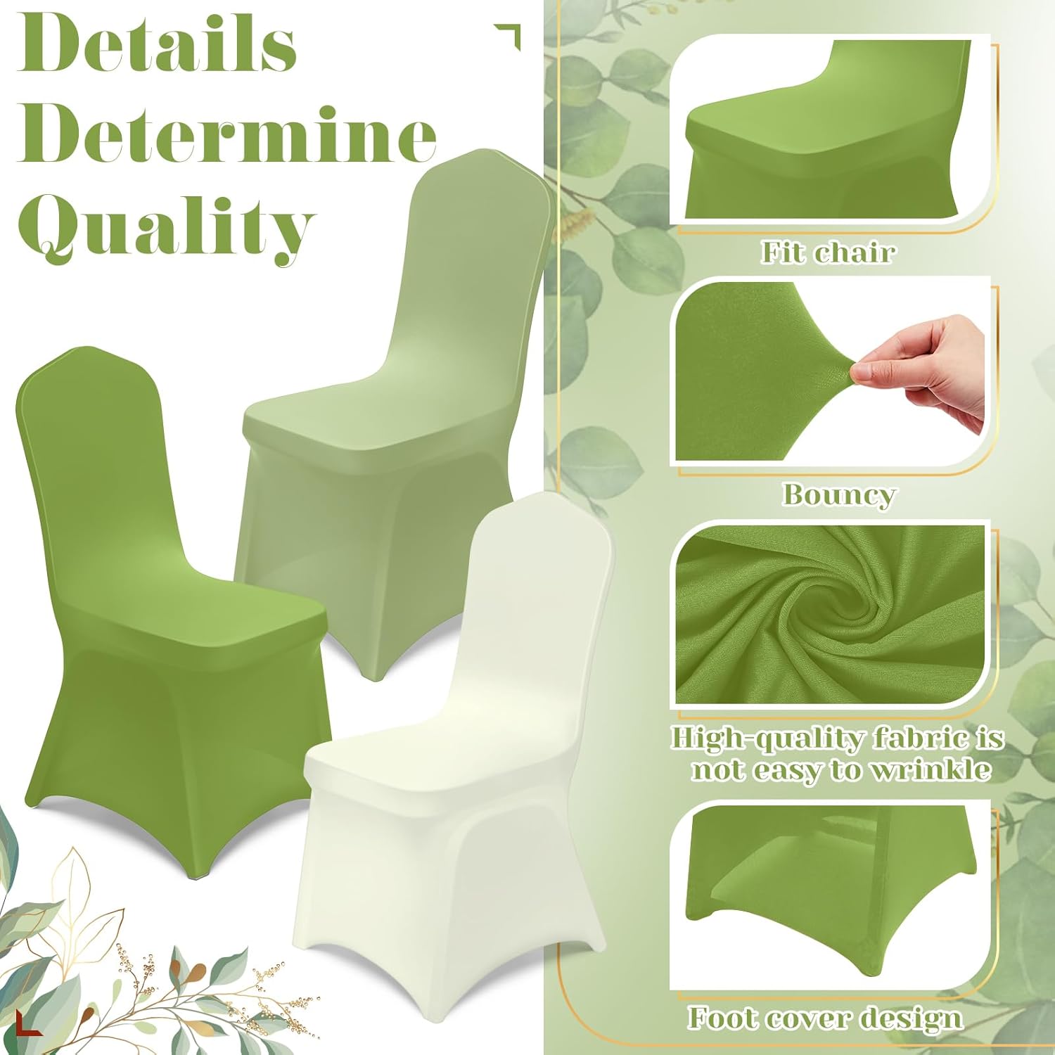 Oudain 12 Pcs Sage Green Folding Chair Covers Universal Spandex Slipcovers Washable Removable Stretch Chair Protector Covers for Wedding Baby Shower Birthday Party Decoration
