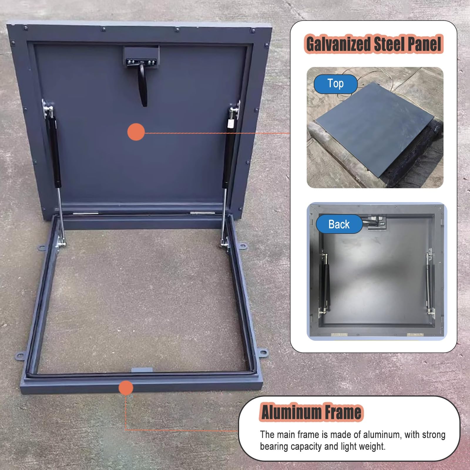 Cubierta de inspección de metal con tira de sellado de gran apertura para tragaluces y ventanas, acceso al ático, escotillas de sótano (66 x 96 cm), duradera y resistente a la intemperie