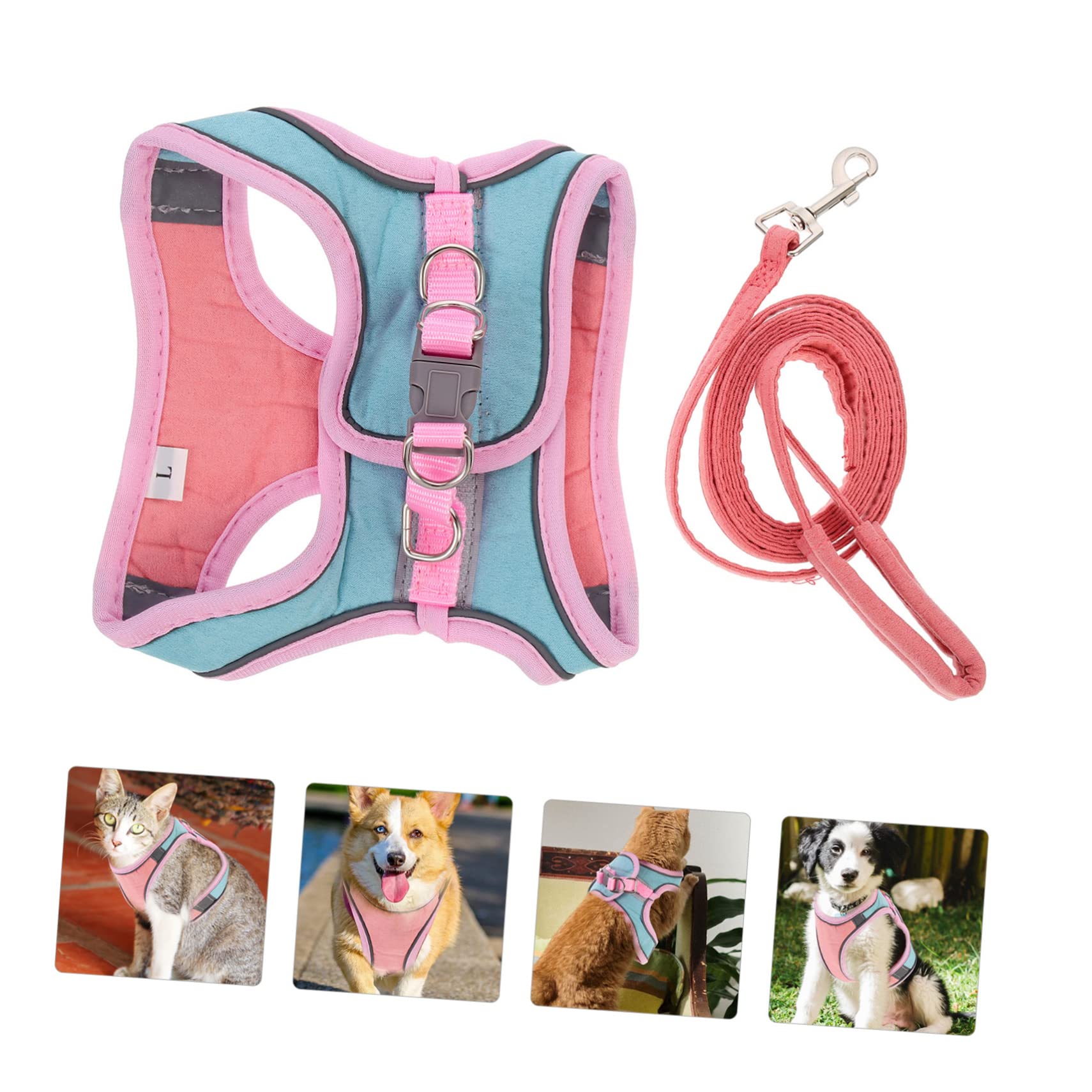 ABOOFAN 4ensembles pour Chat Et Chien Kit Évasion avec Laisse Réfléchissante Et Veste Ajustable pour Promenade Et Dressage