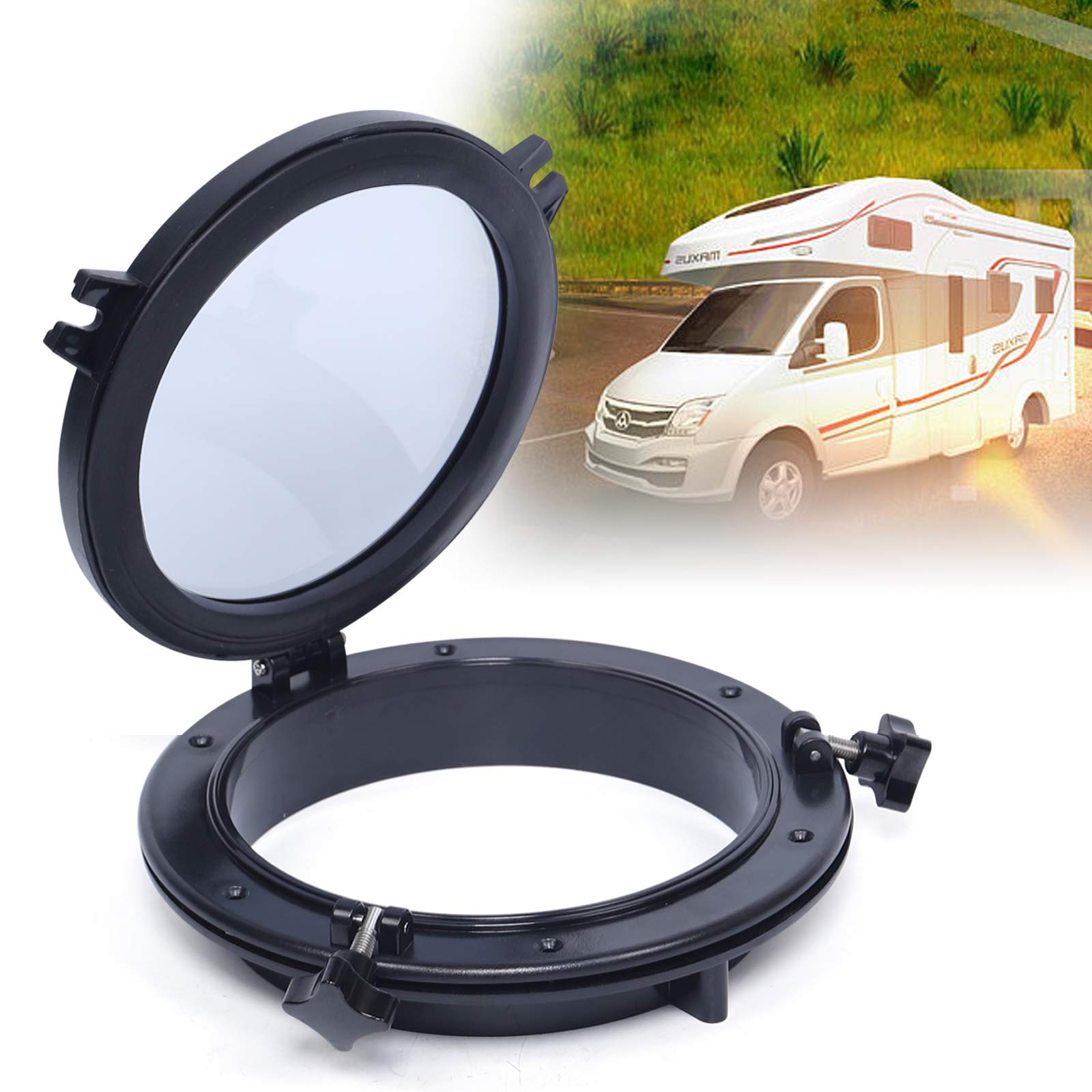 wanwanper Boat Porthole, Round Shape Porthole, Marine Boat Yacht Window, Porthole Window Round Portlight Yacht Tempered Glass Porthole, for Boat/Yacht/RV/Industry Cars (21.5cm)
