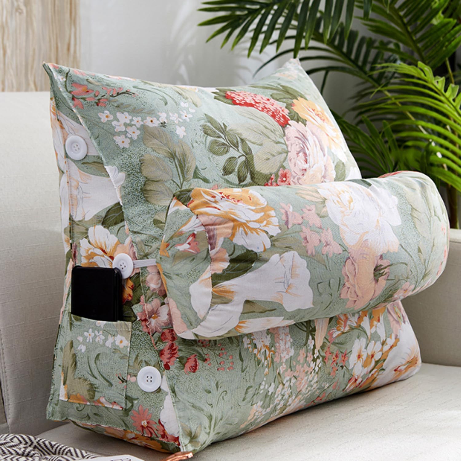 Almohada ortopédica de apoyo lumbar – Almohada de cuña de cama para leer, almohadas triangulares de descanso, refuerzo de elevación de piernas, cojín de espalda inclinado para todas las edades para