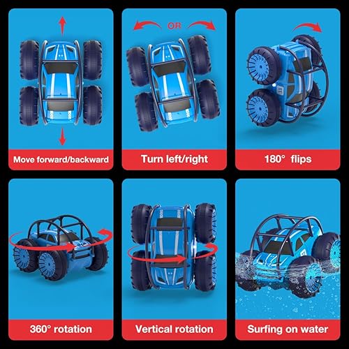 Miniatura 4 de Coche de control remoto anfibio, auto de control remoto recargable de carga directa de 360 , impermeable, auto de acrobacias a control remoto, 2.4