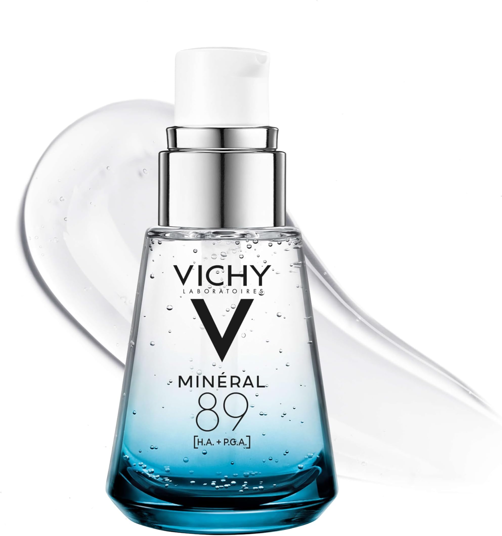 Vichy Mineral 89 Booster, Pure Hyaluronic Acid Serum for Face with Polyglutamic Acid for Skin Barrier Repair, Plumps & Hydrates, Lightweight Hydrating Serum, Oil-Free, Non-Sticky