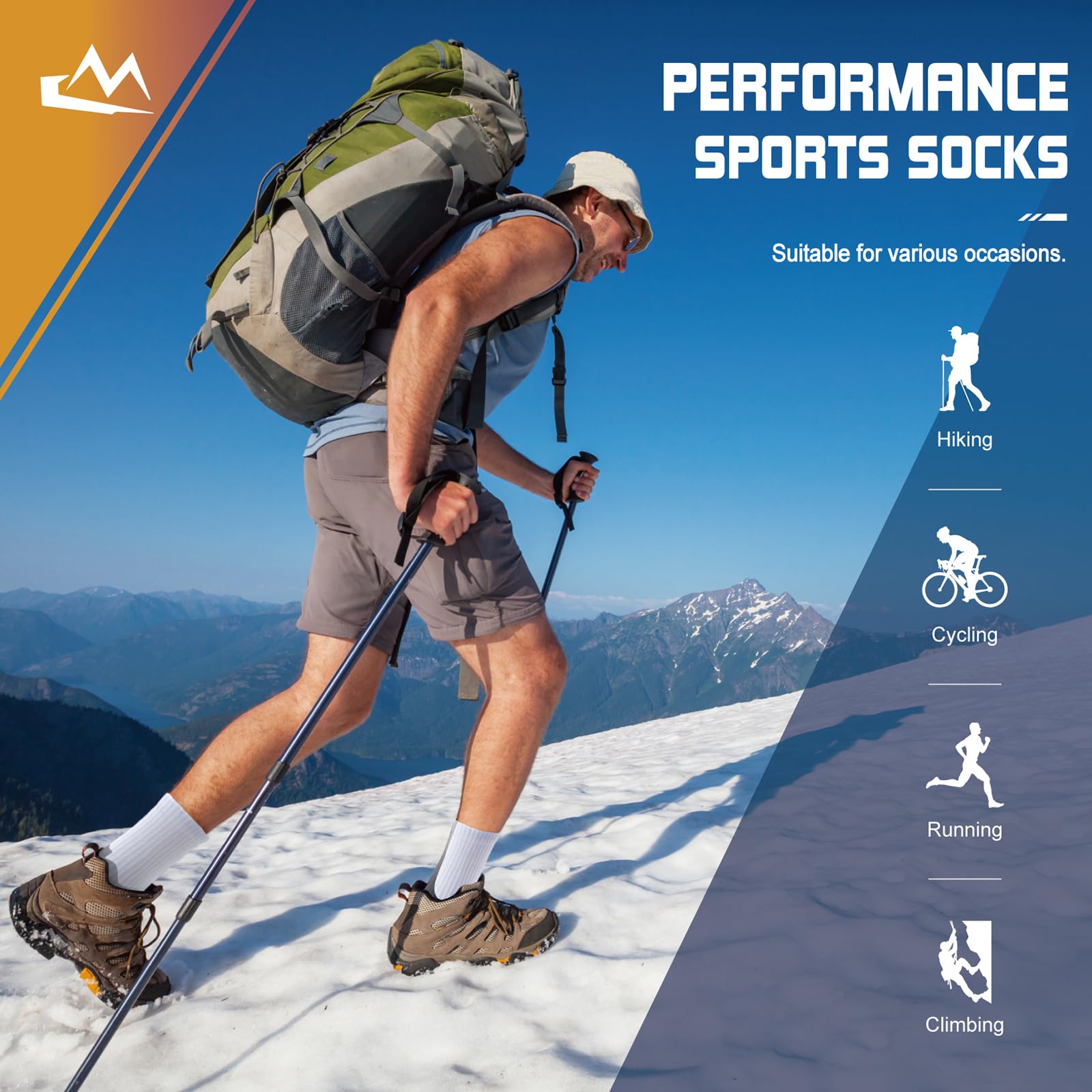 Niorasen Calze Trekking Uomo, 3 Paia Calze Sportivi in Cotone Transpirables, Calzini Spugna Anti Vesciche, Adatto per Escursionismo, Tennis e Running