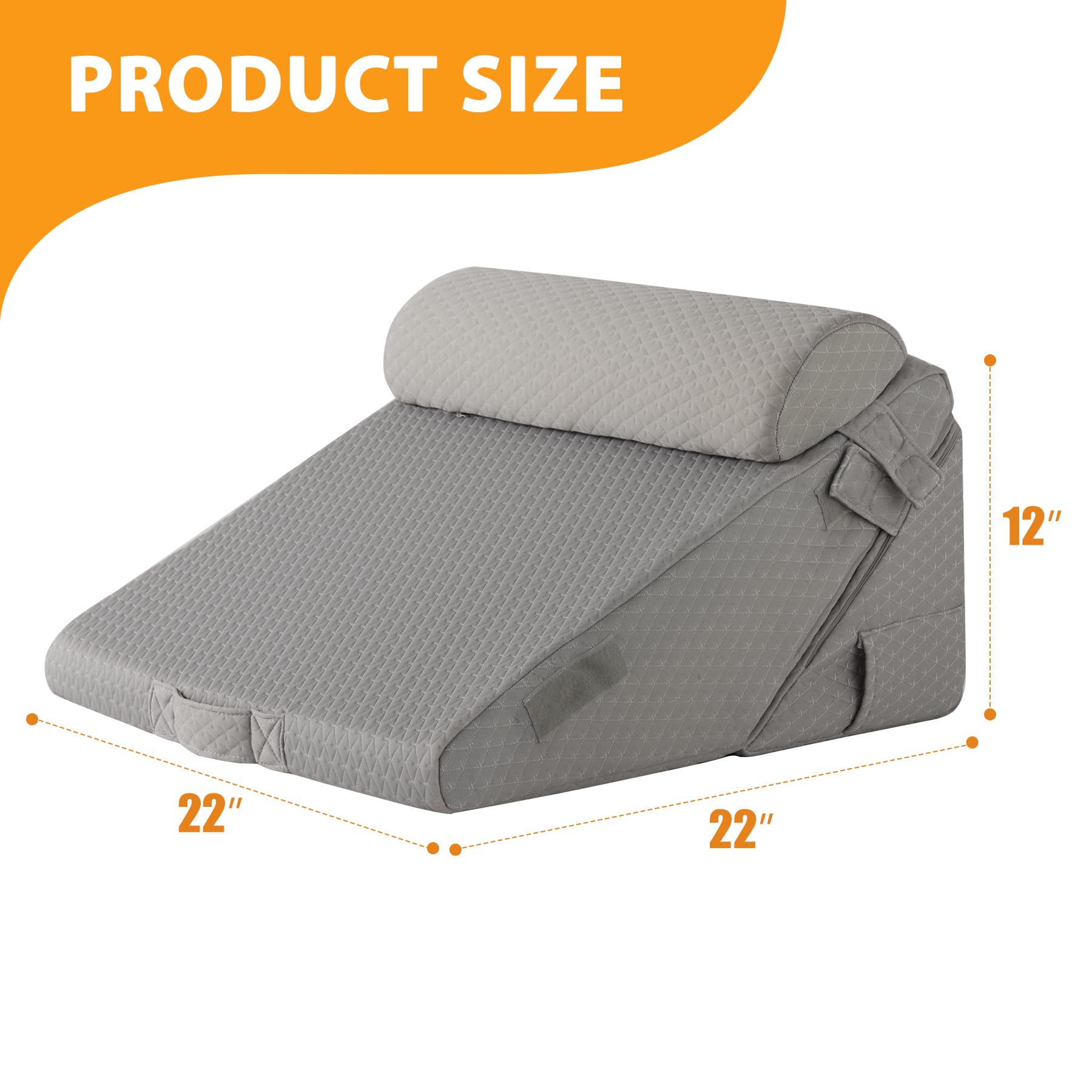 Ruqmuis Juego de almohadas de cuña para después de la cirugía, 3 almohadas de cuña ajustables de 9 y 12 pulgadas para dormir, almohada inclinada para cabecera, postoperatoria, reflujo ácido, soporte