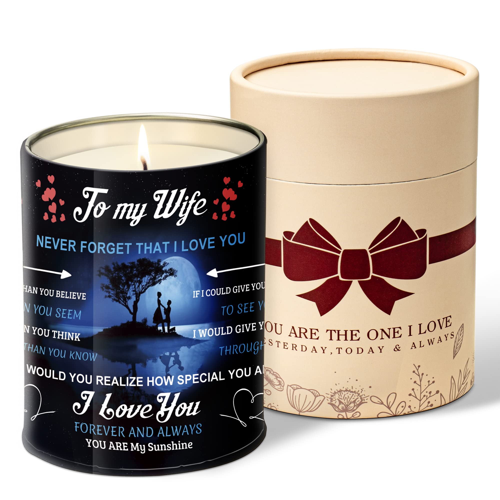 Personalized Lavender Candles Christmas Birthday Gift for Wife, to My Wife from Husband, Romantic Valentine's Gifts for Wife, 10Oz Lavender Candles Gift