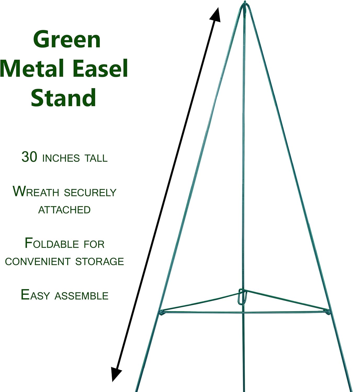 Christmas -Wreath Decoration - Christmas Wreaths Outdoor - 24 inches Christmas Holiday Ornaments with Red Velvet Bow on 30 inch Tall Easel Stand