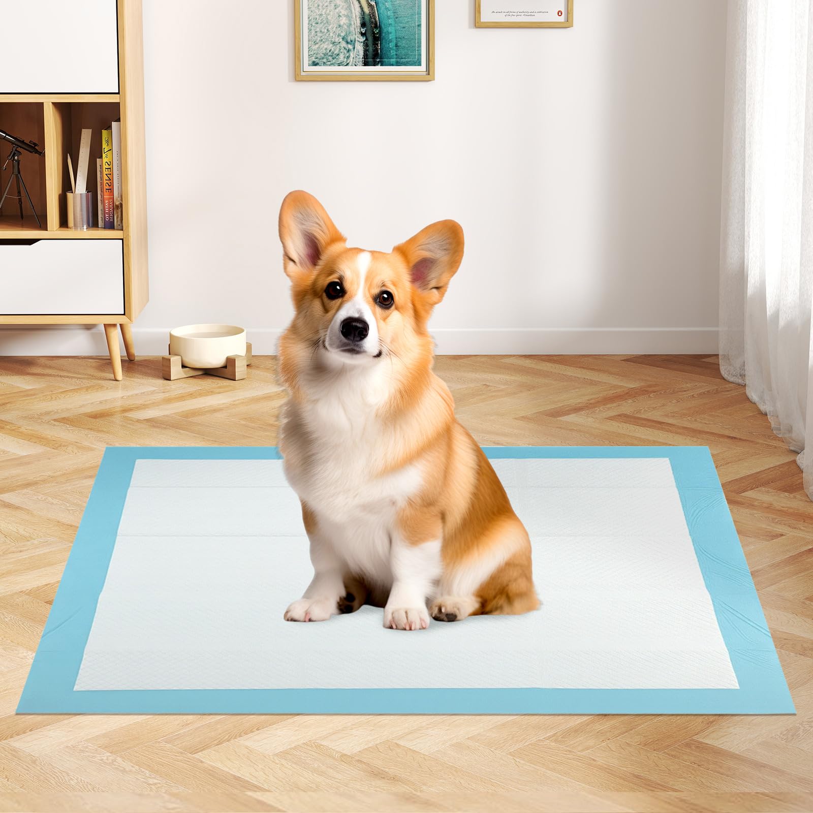 COSTWAY Tappetini Assorbenti per Cani, Tappetini da Interno ed Esterno per Animali Domestici a 6 Strati a Prova di Perdite, Asciugatura Rapida, Monouso per Urine, per Cagnolini (90 x 60 cm)