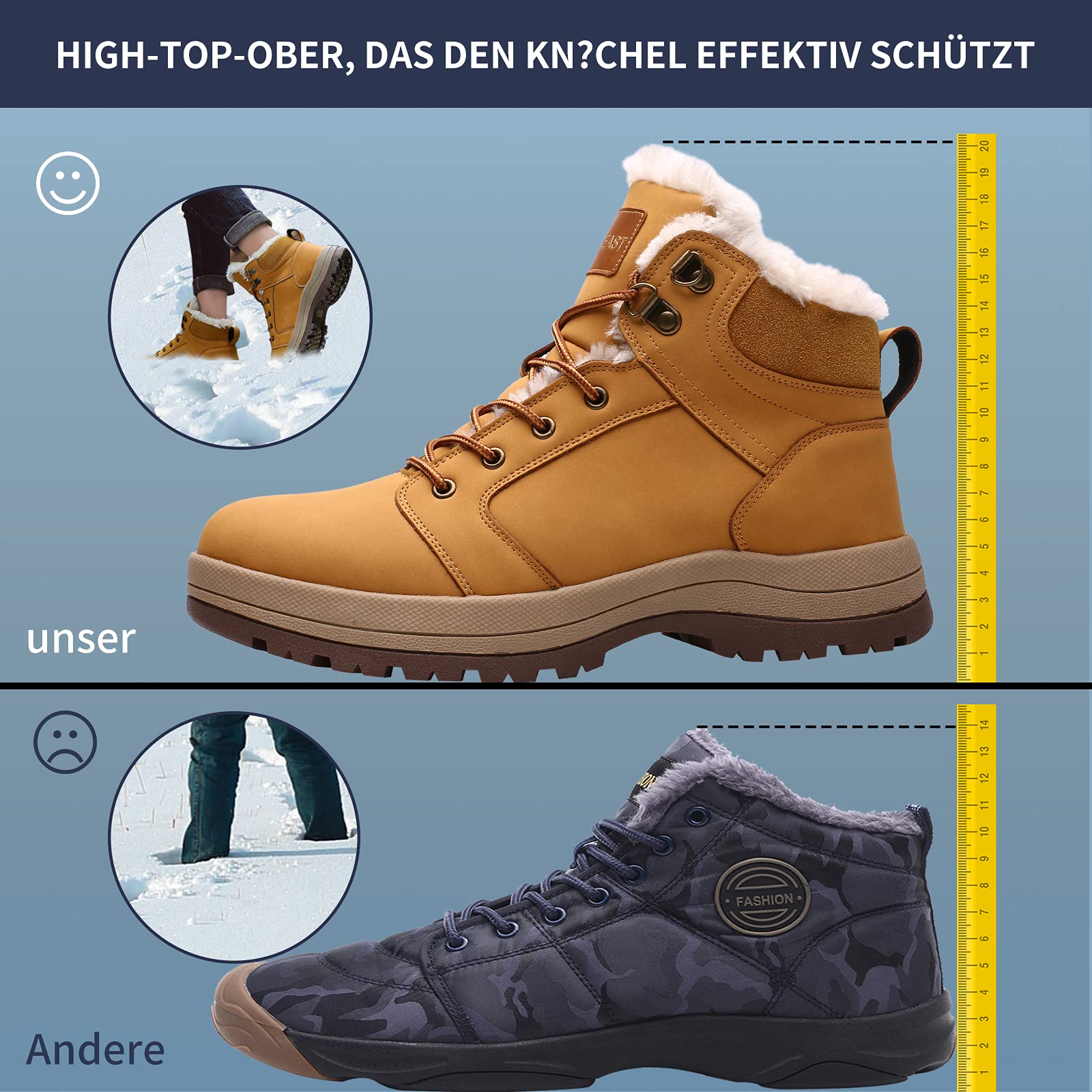 visionreast impermeabile scarpe invernali Fodera calda scarponi da neve unisex inverno scarpe da trekking laccio Stivali invernali per uomo donna all'aperto antiscivolo