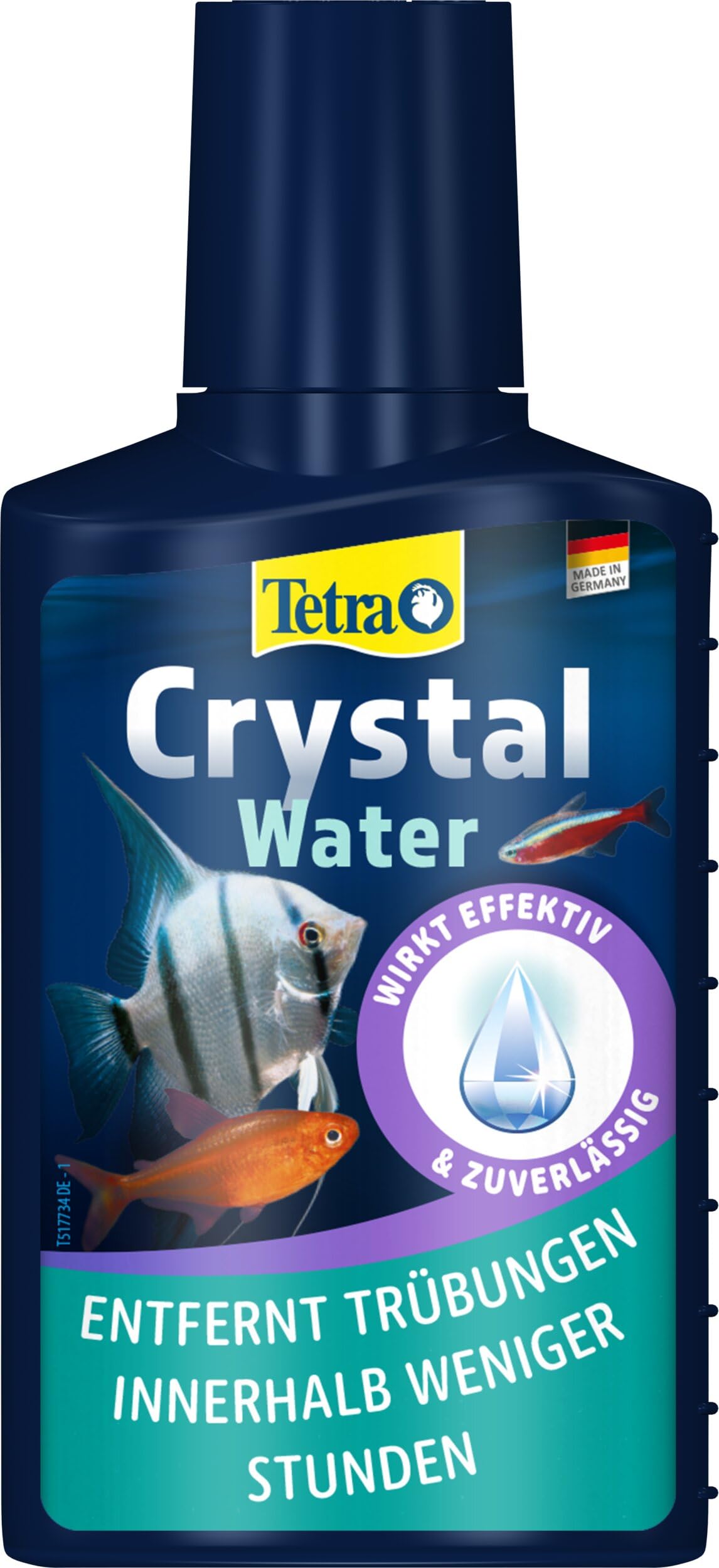 Tetra CrystalWater - Wasserklärer gegen Trübungen für kristallklares Wasser im Aquarium, bindet Schwebepartikel, 100 ml Flasche