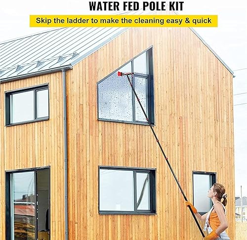 Miniatura 4 de GEHPYYDS Kit de barra de lavado de limpieza de ventanas de 9.8-35.4 ft, sistema de limpieza alimentado por agua con manguera de 65.6 ft y escobilla