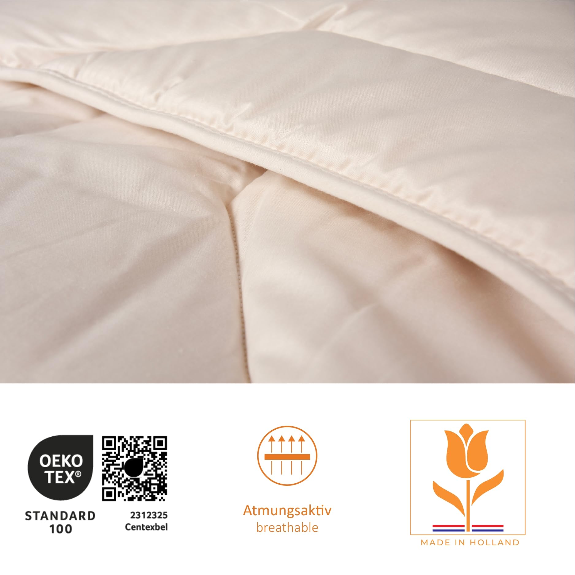 sleepling Schurwolle Ganzjahresdecke 135x200 cm, Bettdecke, 100% Baumwolle, medium Decke 135 x 200 cm, Ganzjahresbettdecke, Schlafdecke,100% Tesselaar Schaf, Made in Holland, OEKO-TEX, selbstreinigend
