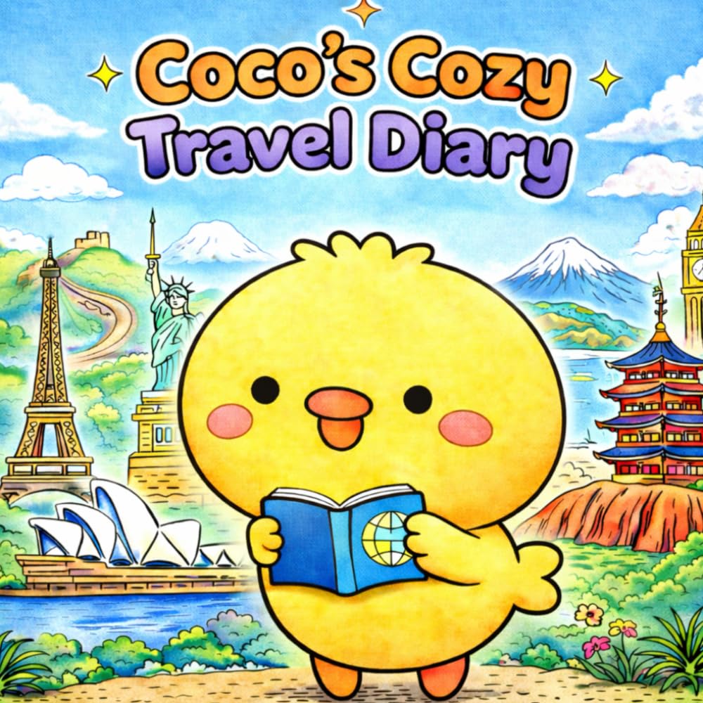 Coco’s Cozy Travel Diary: A Cute Kawaii Animal Coloring Book with Adorable World Landmark Scenes for Relaxation (The Kawaii Cozy Collection)