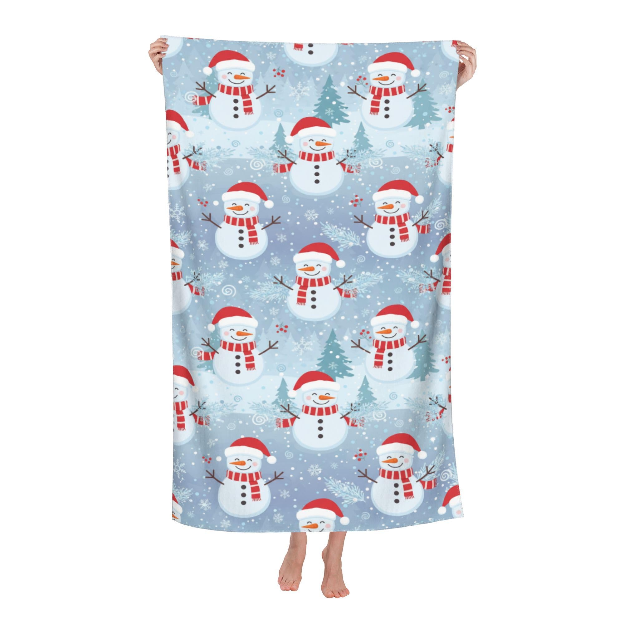 peiyeety Happy Snowman in Soft Bath Towels Absorbent Bathroom Towel for Beach Hotel Gym Spa Shower