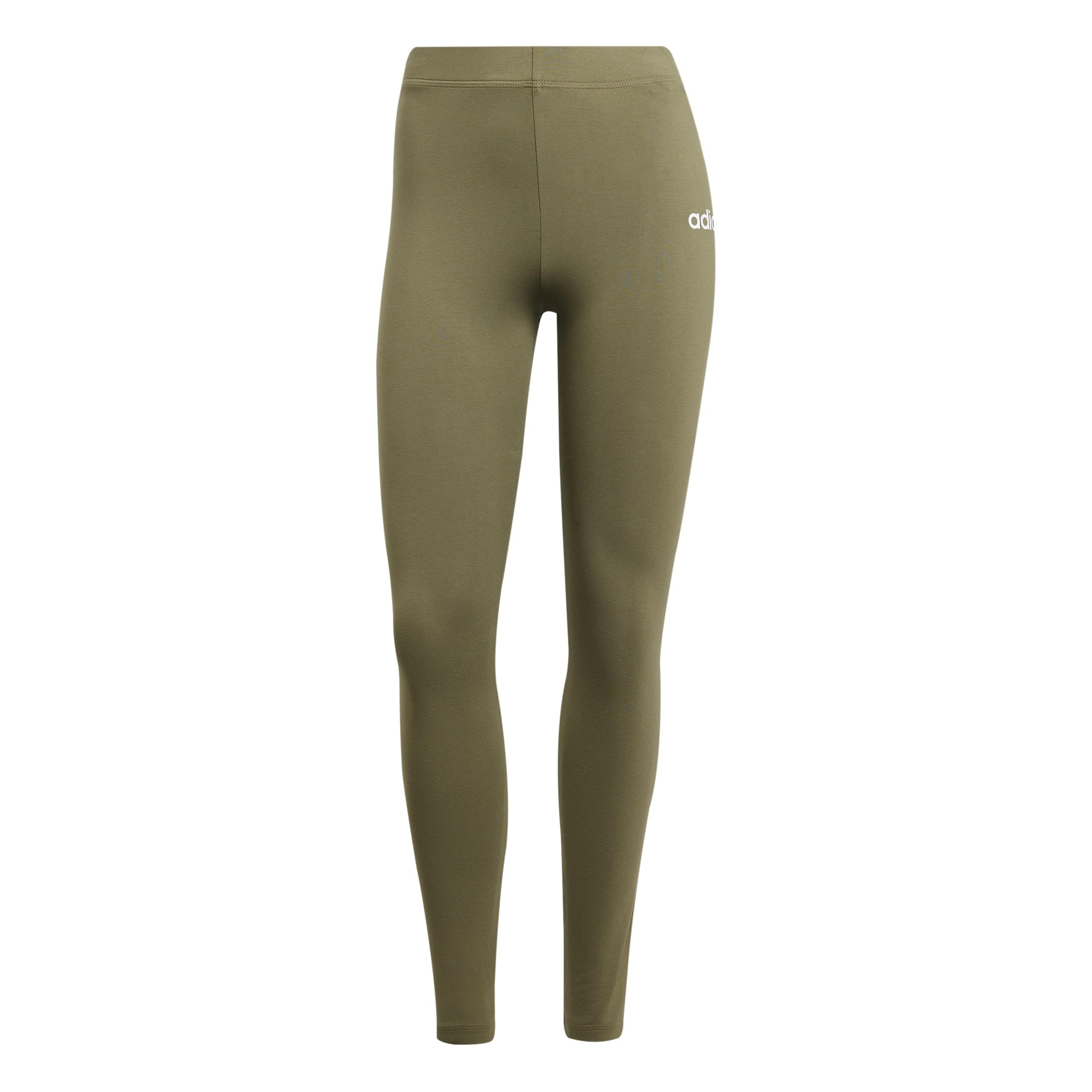 adidas Women's ESSENTIALS LINEAR COTTON LEGGINGS, olive strata/white, XL