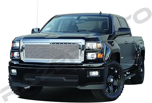 Rejilla de malla con remache cromado, rejilla de repuesto completa de fábrica para Chevy Silverado 1500 2014-2015