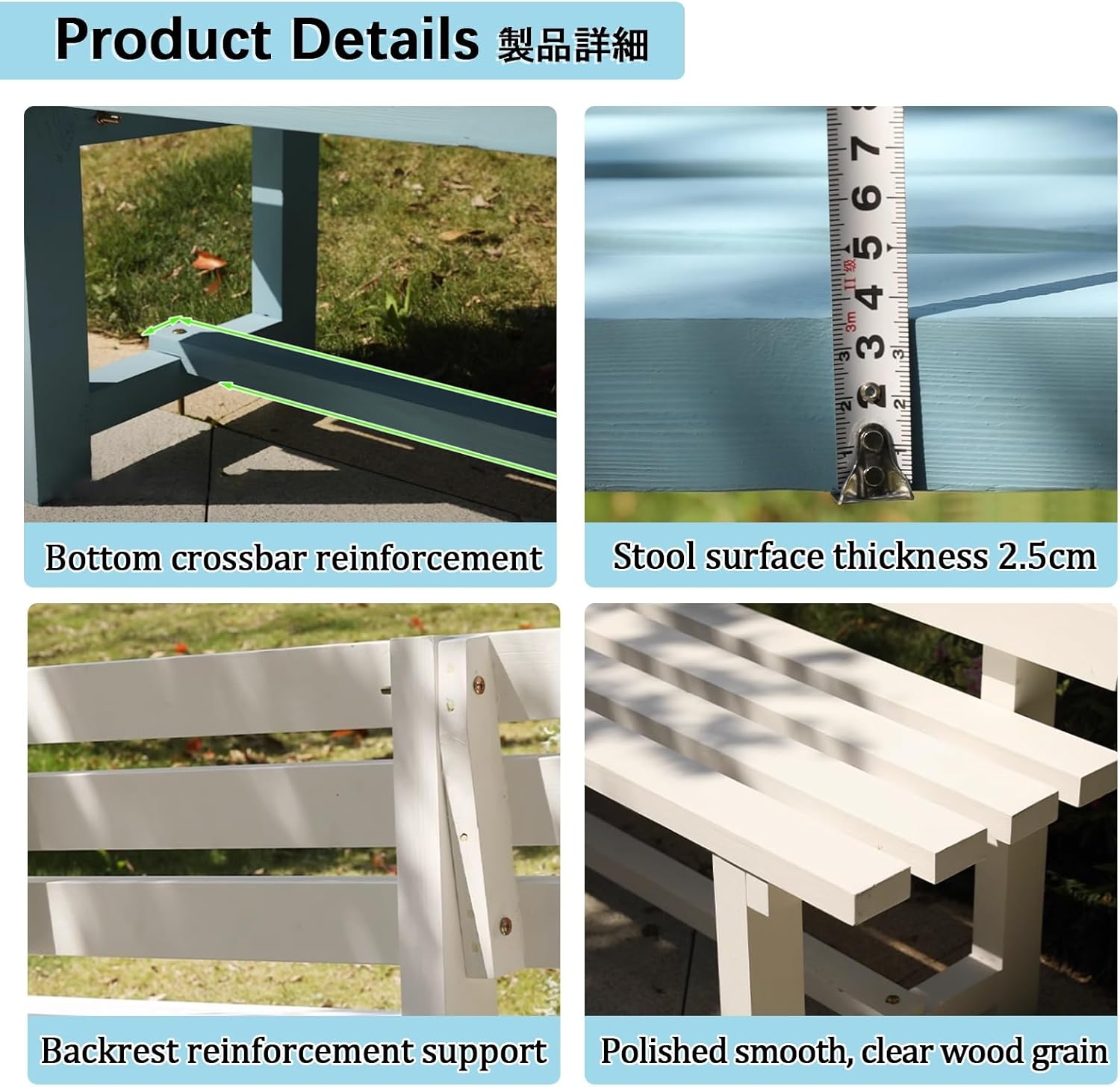 Outdoor Garden Bench Park Seat Chair,Patio Bench with Backrest & Comfort Wood Seat,Weather-Resistant Modern Design with Comfortable Armrests