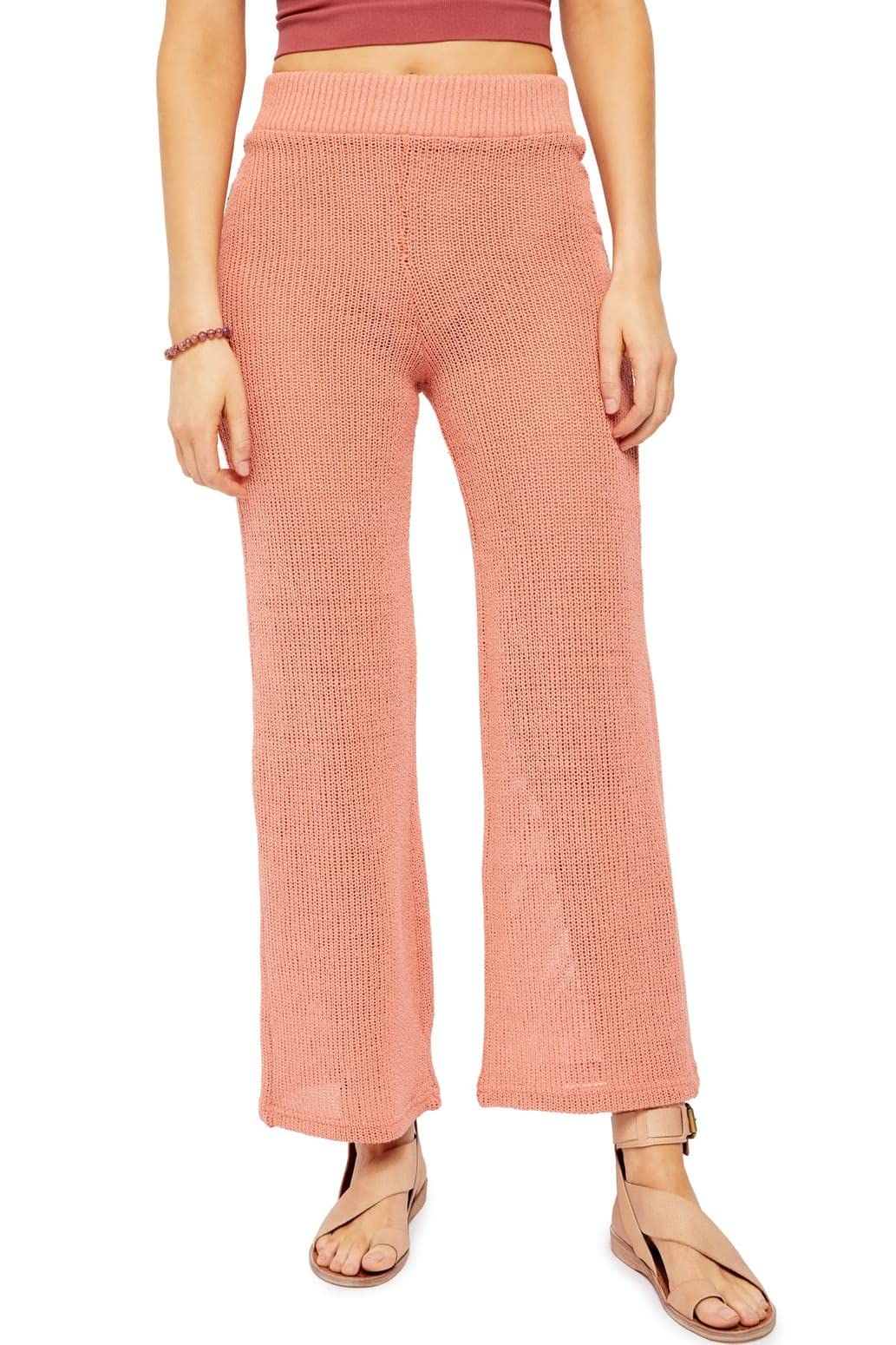 Free People Womens Summer Nights Solid High Rise Wide Leg Pants