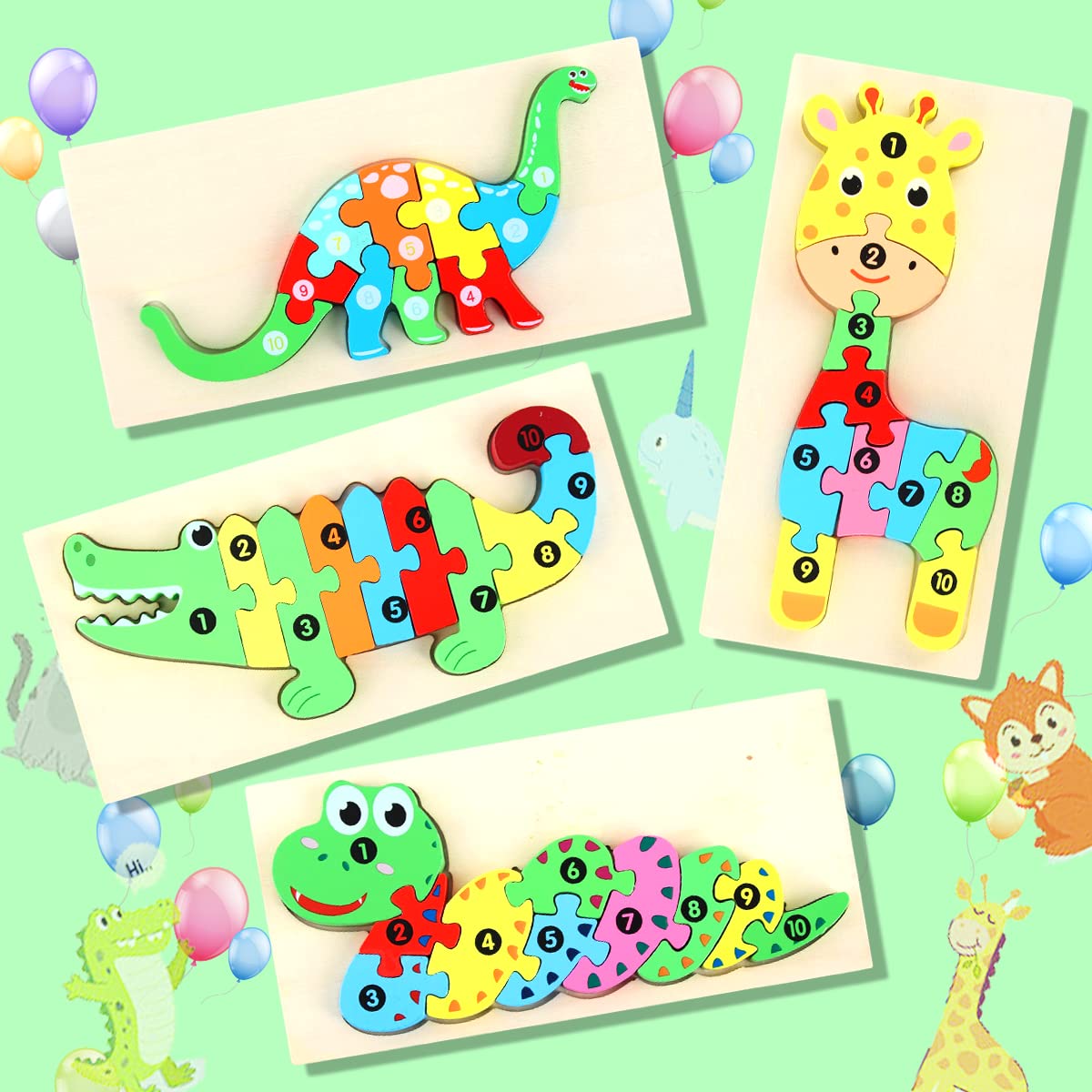 Holzpuzzle Für Kinder Ab 2-5 Jahren - 6-in-1 Lernspielzeug Mit Fahrzeugen, Montessori-Spielzeug Für Jungen & Mädchen
