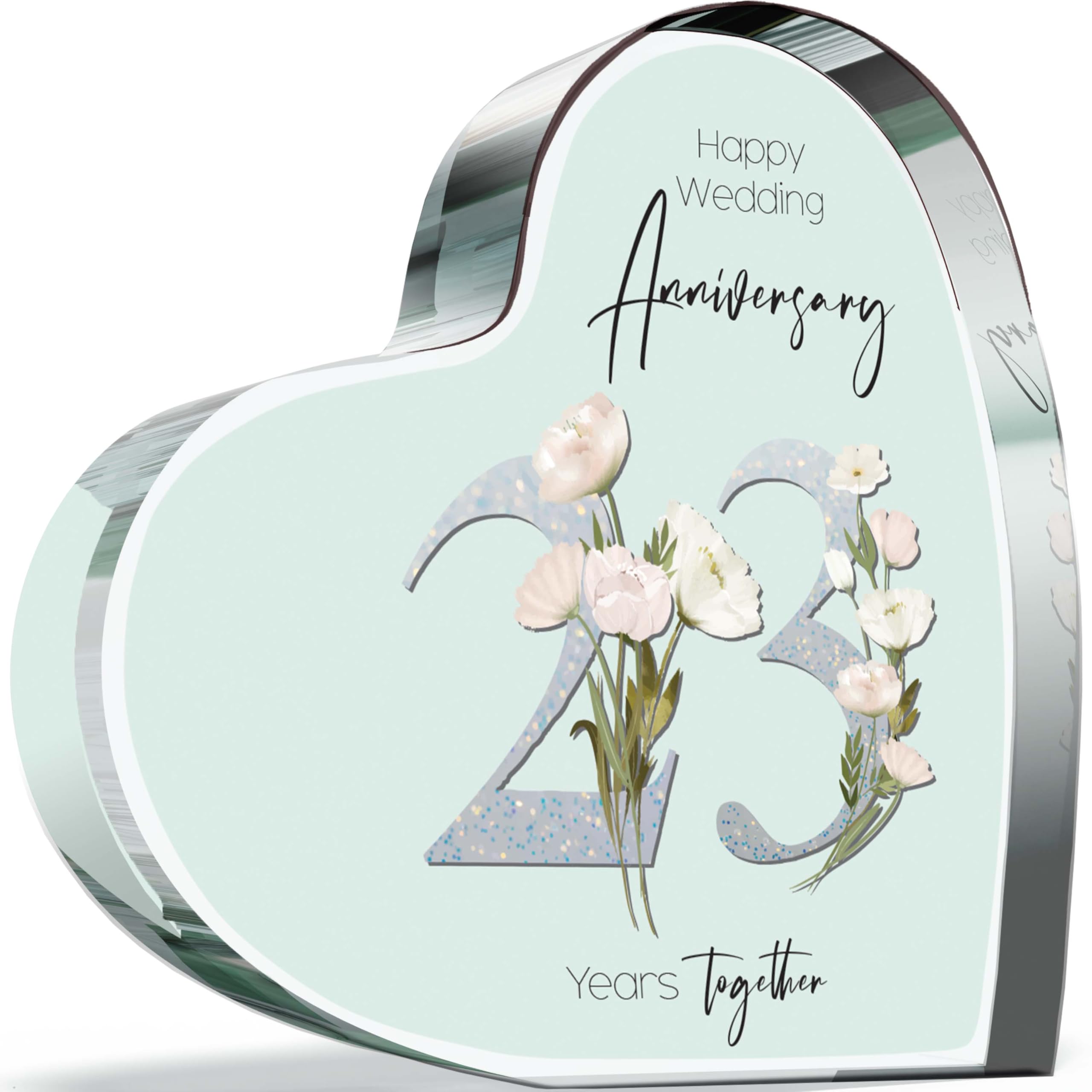 23rd Anniversary Acrylic Heart Plaque for Wife or Husband