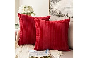 MIULEE Soft Red Decorative Square Throw Pillow Covers