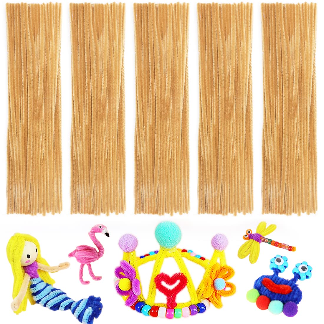 Pipe Cleaners - Light Coffee Craft Supplies for Arts and Crafts