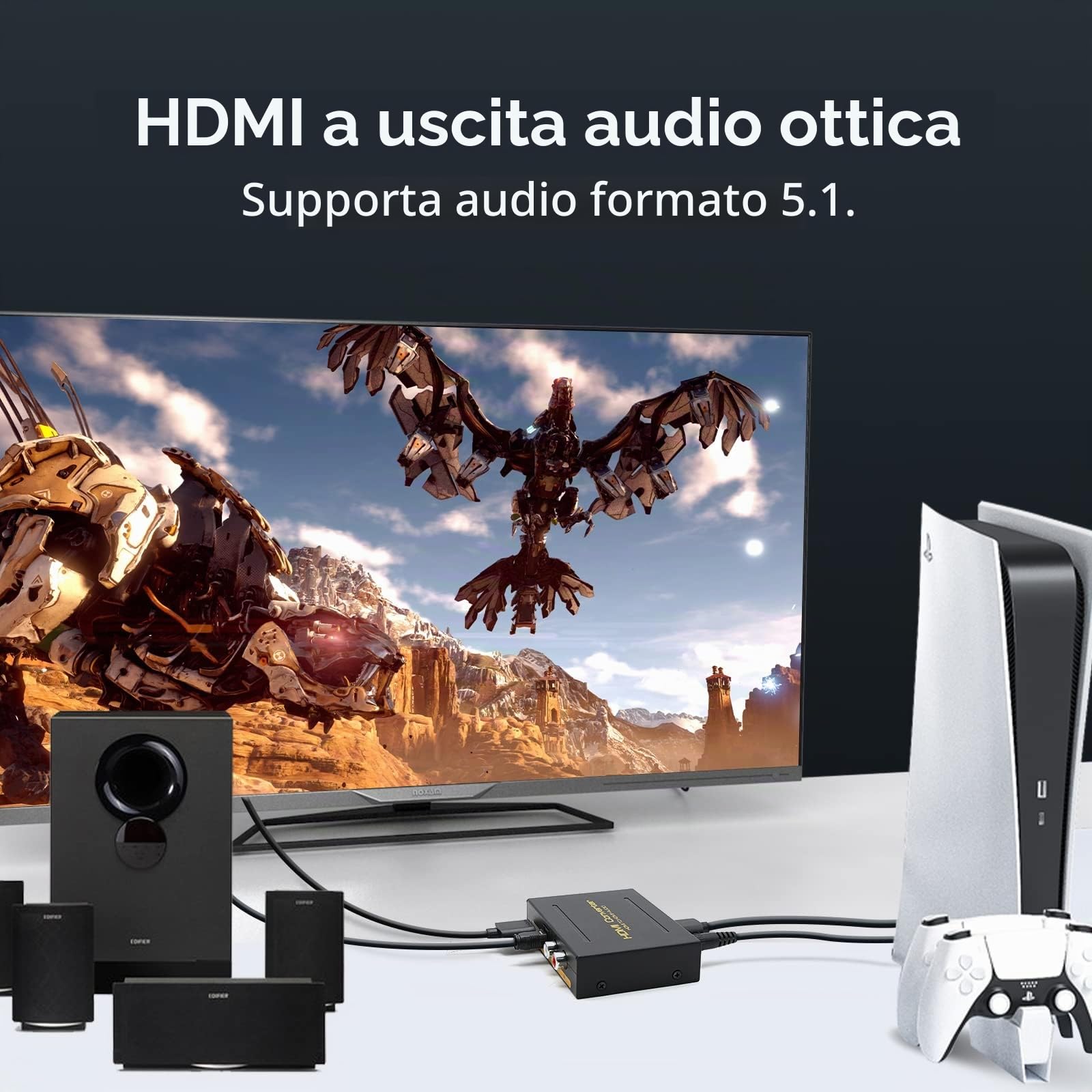 HDMI Audio Extractor Optical Adapter a 3.5 mm di Splitter Convertitore RCA L R Supporto di Uscita Stereo 4K30Hz DTS PCM per PS5 4 box Proiettori DVI Monitor