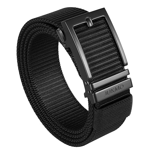 JUKMO Ratchet Golf Belt for Men, Nylon Web Tactical Belt with Automatic Slide Buckle